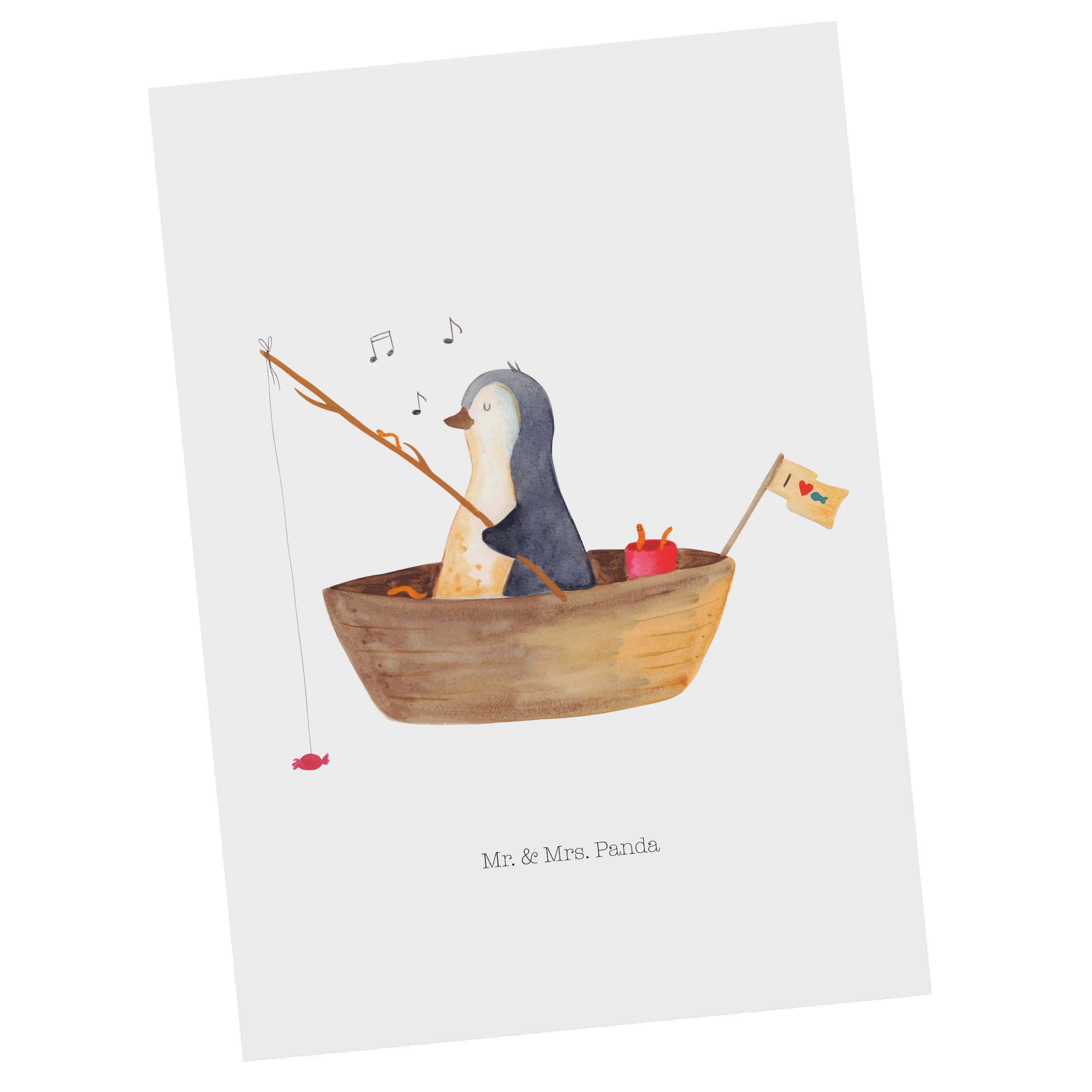 - Panda Liebeskummer, Weiß - Angelboot Mrs. & Geschenkidee Grußk Mr. Geschenk, Postkarte Pinguin