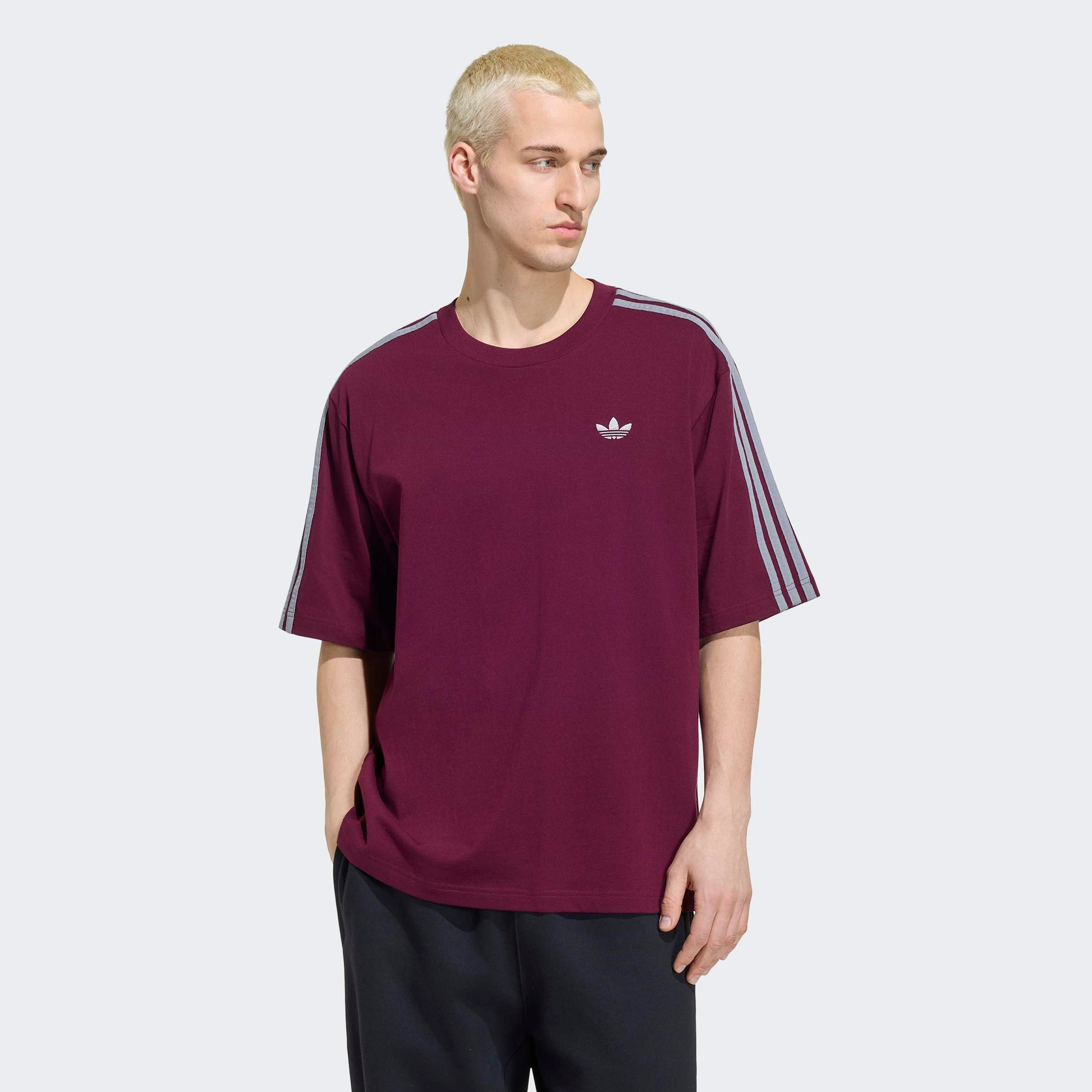 adidas Originals T-Shirt ADICOLOR 3-STREIFEN OVERSIZE mit Rundhalsausschnitt, ohne Verschluss, aus Baumwolle