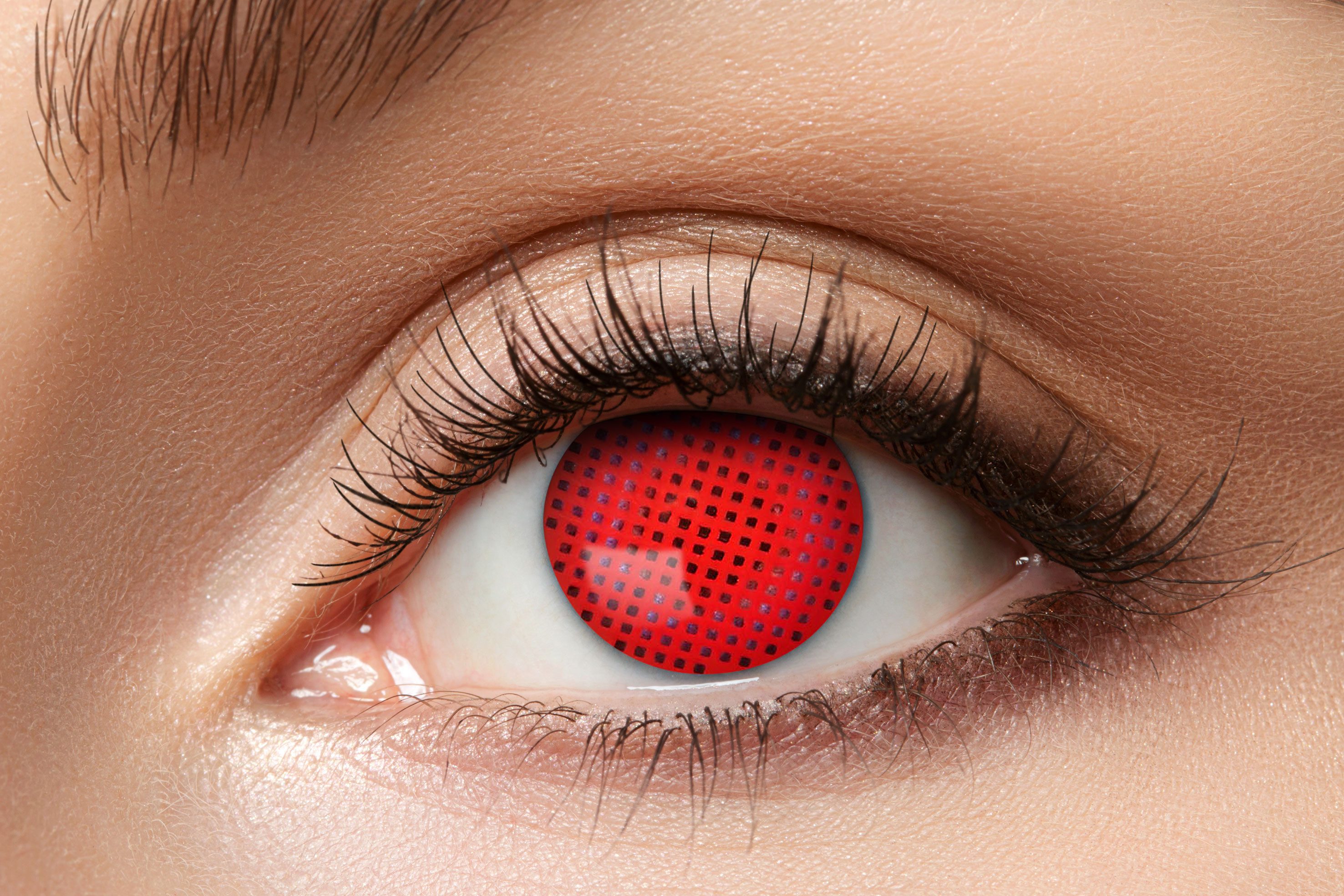 Party Factory Farblinsen Zoelibat Red Screen Kontaktlinsen – 12 Monatslinsen intensiv rot