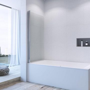 AQUABATOS Badewannenaufsatz Duschwand Duschtrennwand Duschabtrennung für Badewanne 80x140 cm, 5 mm ESG Einscheiben Sicherheitsglas, mit Nano Beschichtung Hebe-senk-Funktion
