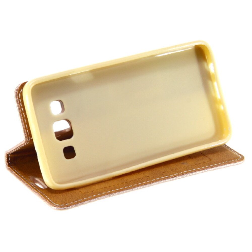 Handytasche Book Case Handyhülle für Galaxy A3 Gold Schutz Tasche (Book Cover)