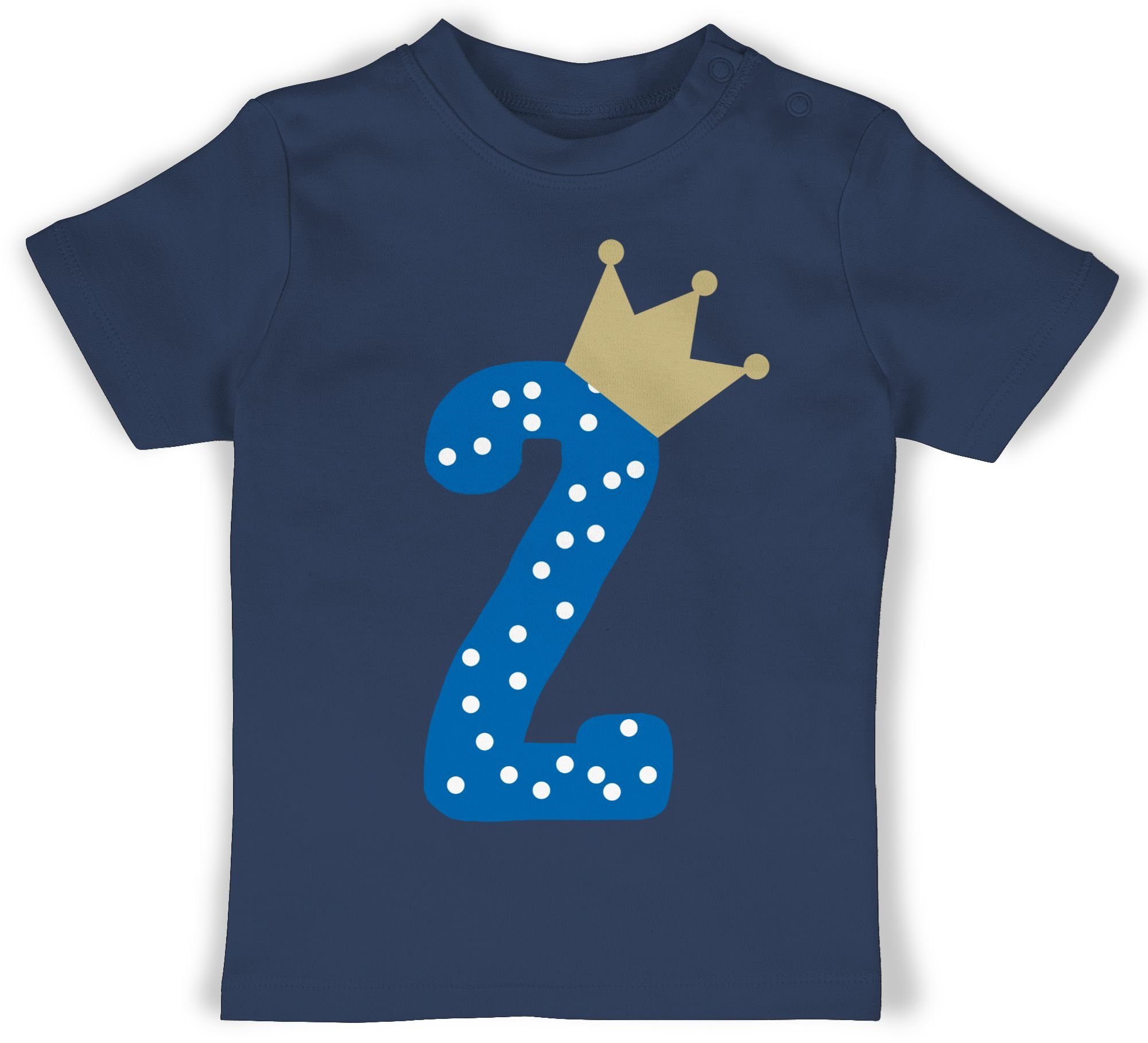 Shirtracer T-Shirt Zweiter Krone Junge 2. Geburtstag 1 Navy Blau | T-Shirts