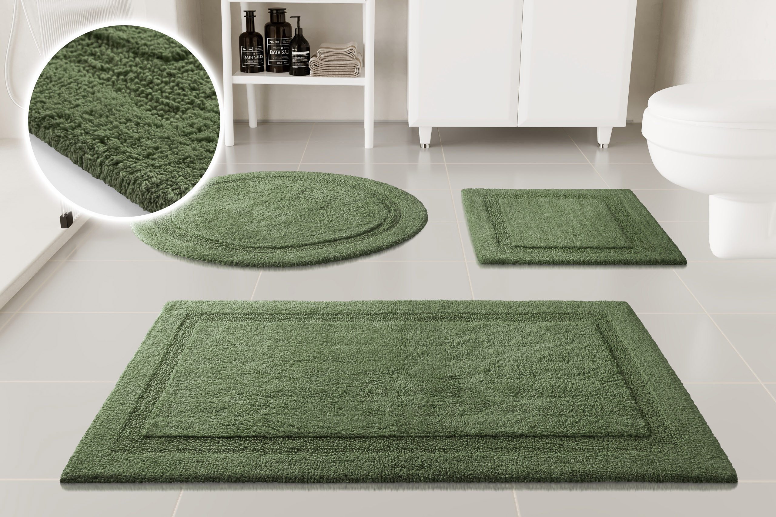 OTTO home Badematte Meellor, uni, viele Farben, Badvorleger, Badezimmer Teppich, Höhe 20 mm, rutschhemmend beschichtet, fußbodenheizungsgeeignet, Baumwolle, rechteckig, Badteppich, getuftet, modern, Uni, antirutsch, flauschig, Baumwolle