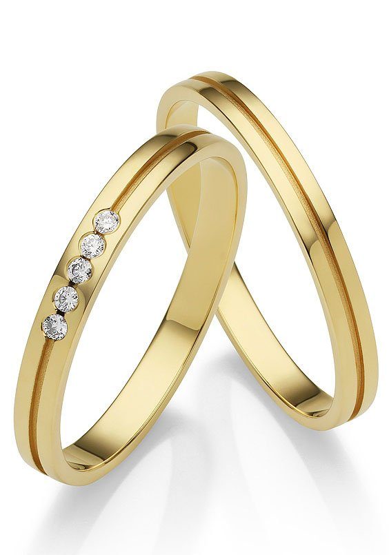 Firetti Trauring Schmuck Geschenk Gold 375 Hochzeit Ehering "LIEBE", Made in Germany, wahlweise mit oder ohne Brillanten