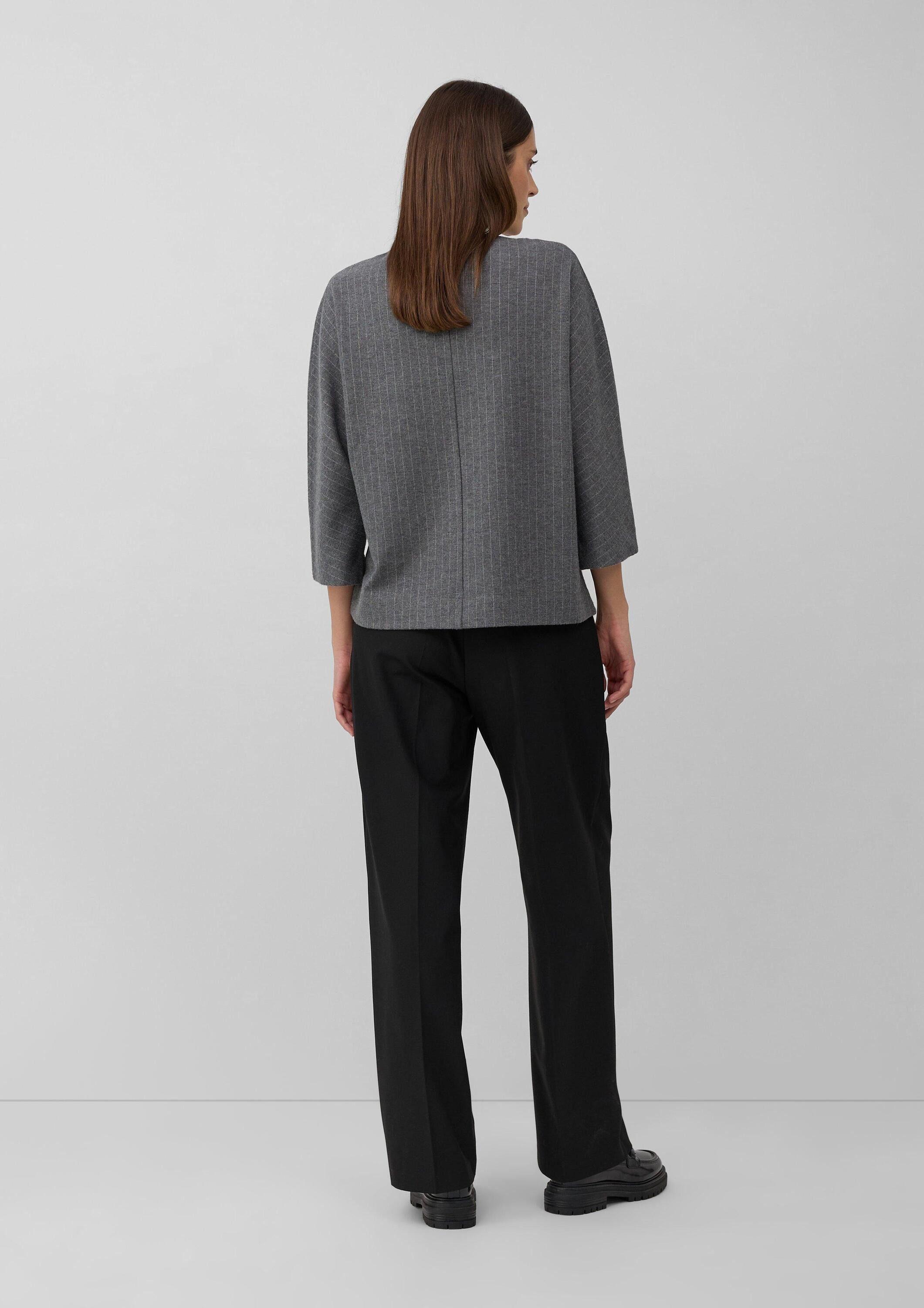 s.Oliver 3/4 Arm-Pullover Sweatshirt Relaxed-Fit-Shirt mit Nadelstreifen und Fledermausärmeln