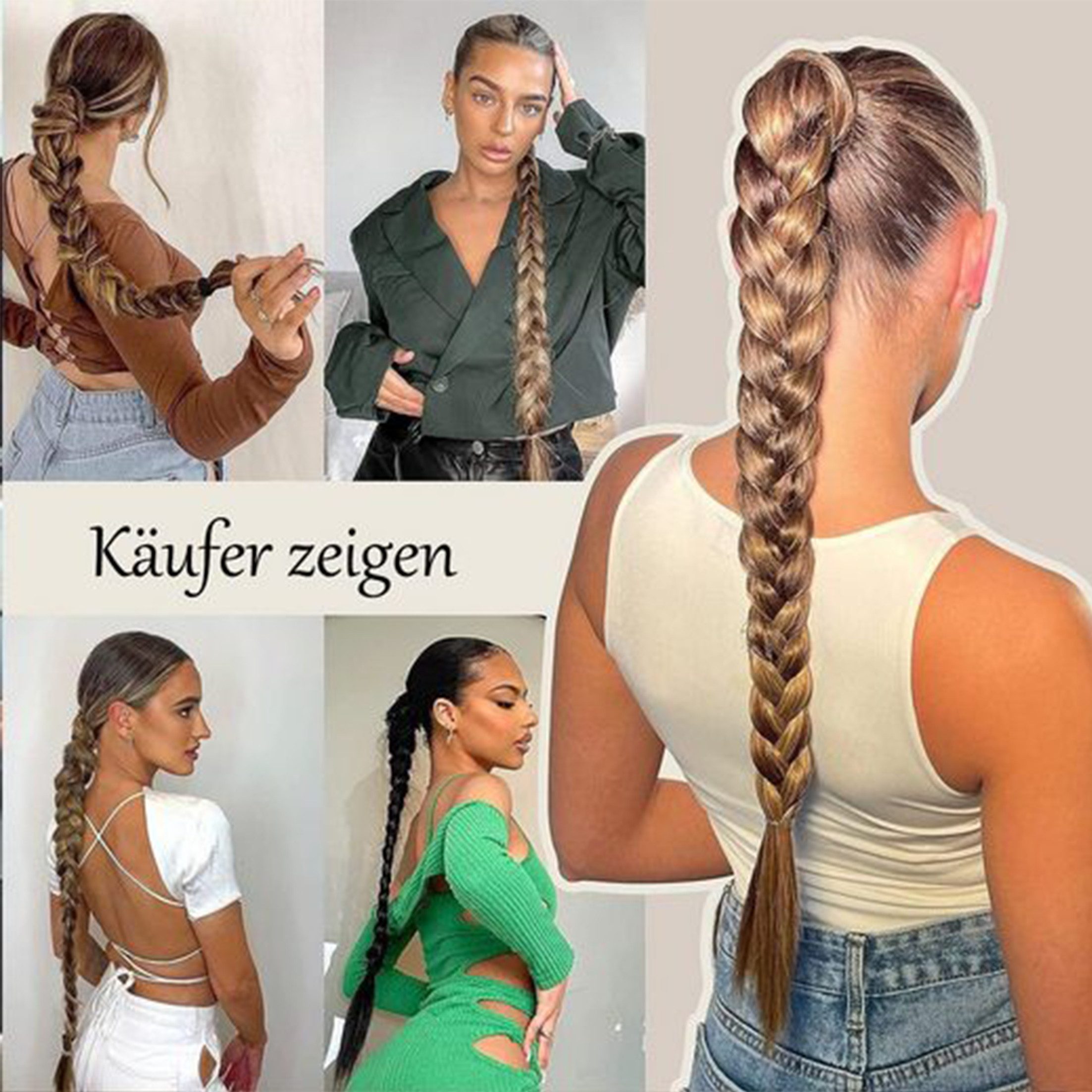 KINSI Kunsthaar-Extension Verlängerungs-Perücke mit Pferdeschwanz 80cm, Natürliches Synthetikhaar für verlängerten Look