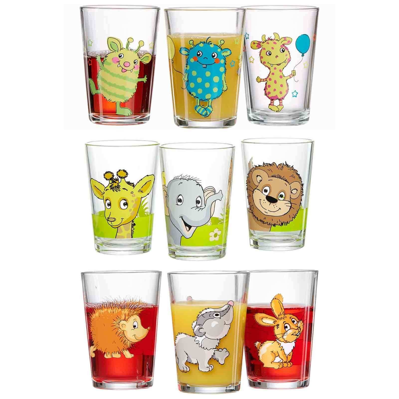 Ritzenhoff & Breker Kinderbecher Monster/Dschungel/Wald Kindergläser 205 ml 9er Set, 9-tlg., Glas