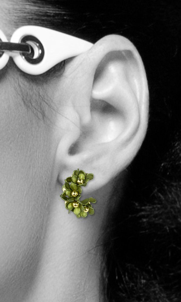 LUISIA® Paar Ohrstecker Halb Creolen Ohrringe "Mia" mit Blüten (2-tlg., ink günstig online kaufen