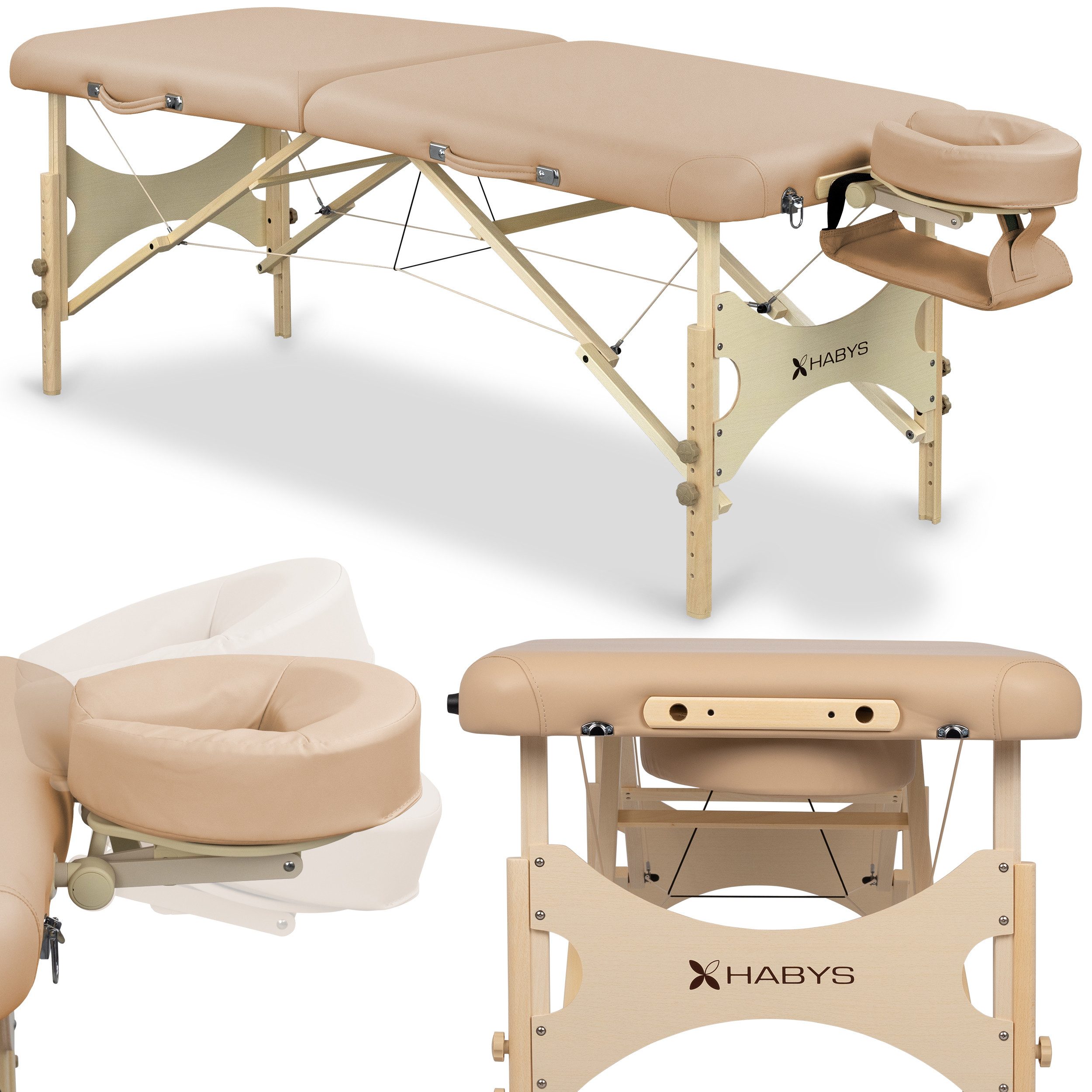 Habys Massageliege Bello One Mobile Tragebares Klappbar Verstellbar Beige