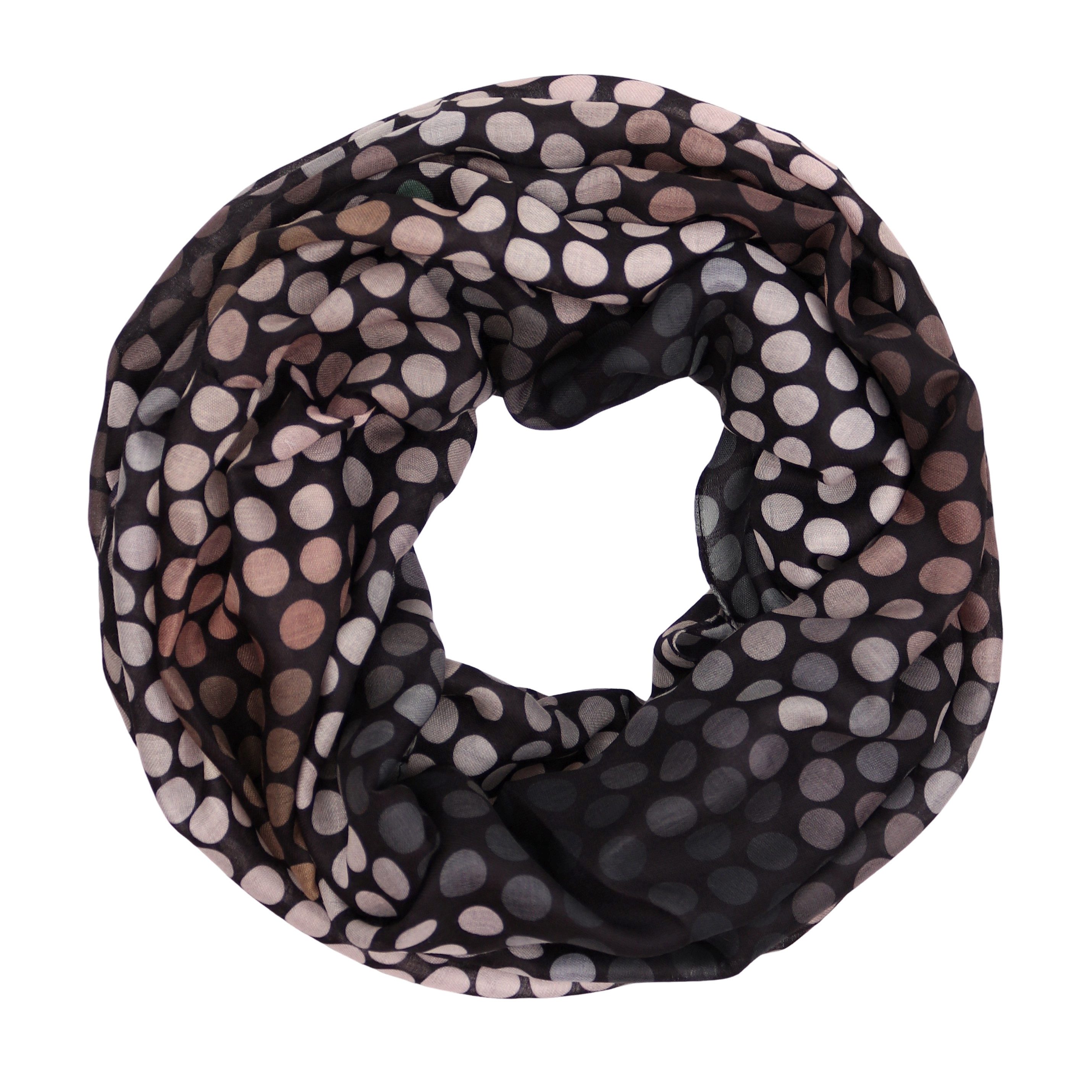 MIRROSI Loop Damen Schal Weich aus 100% Viskose Groß, Schlauchschal, Punktenmuster, (ca.60x80cm; zweimal um den Hals wickelbar), Damen Halstuch Stola ideal für Frühling,Sommer, Herbst oder Winter