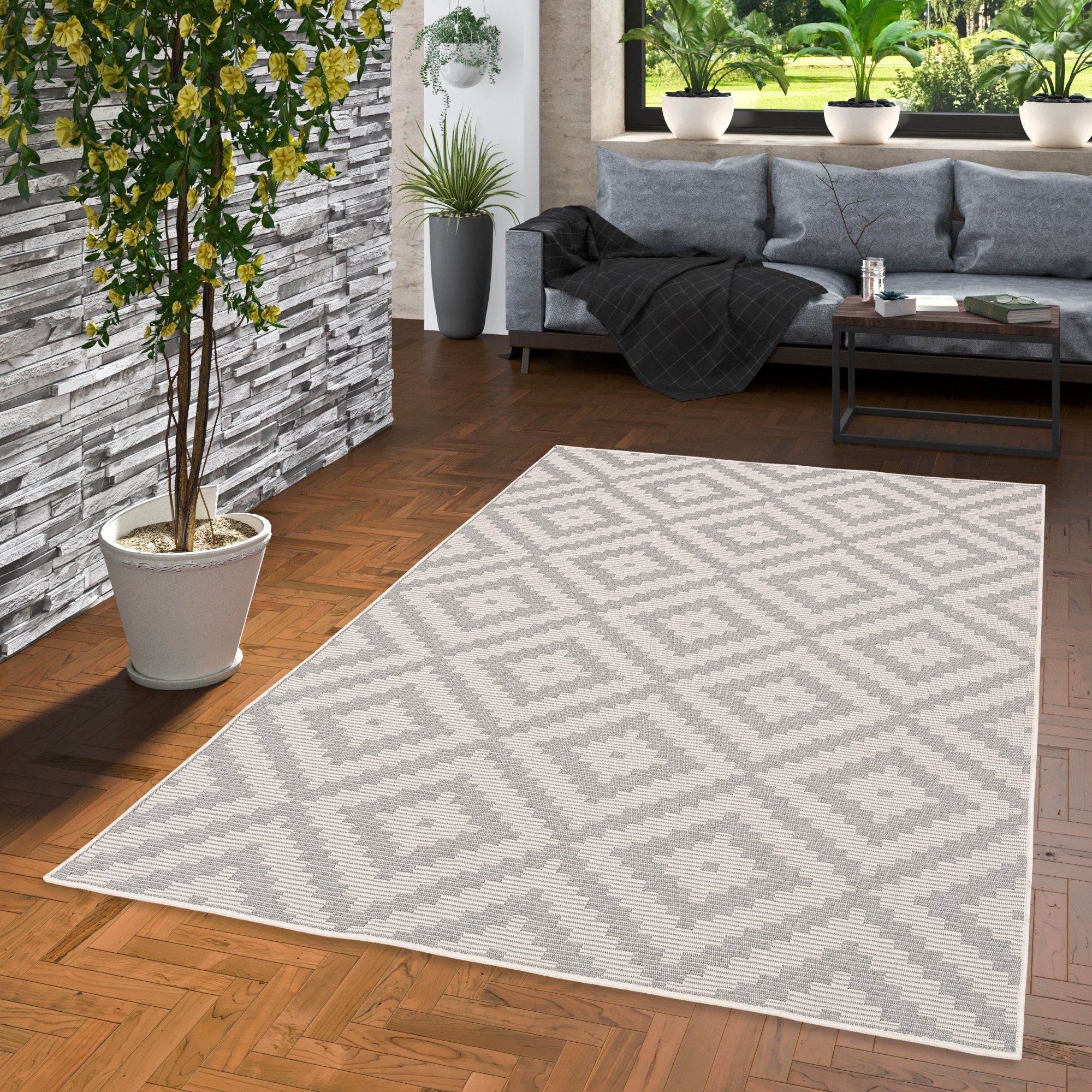 Pergamon Outdoorteppich In & Outdoor Teppich Marbella Fliesenoptik, Rechteckig, Höhe: 4 mm – Bild 2 von 5