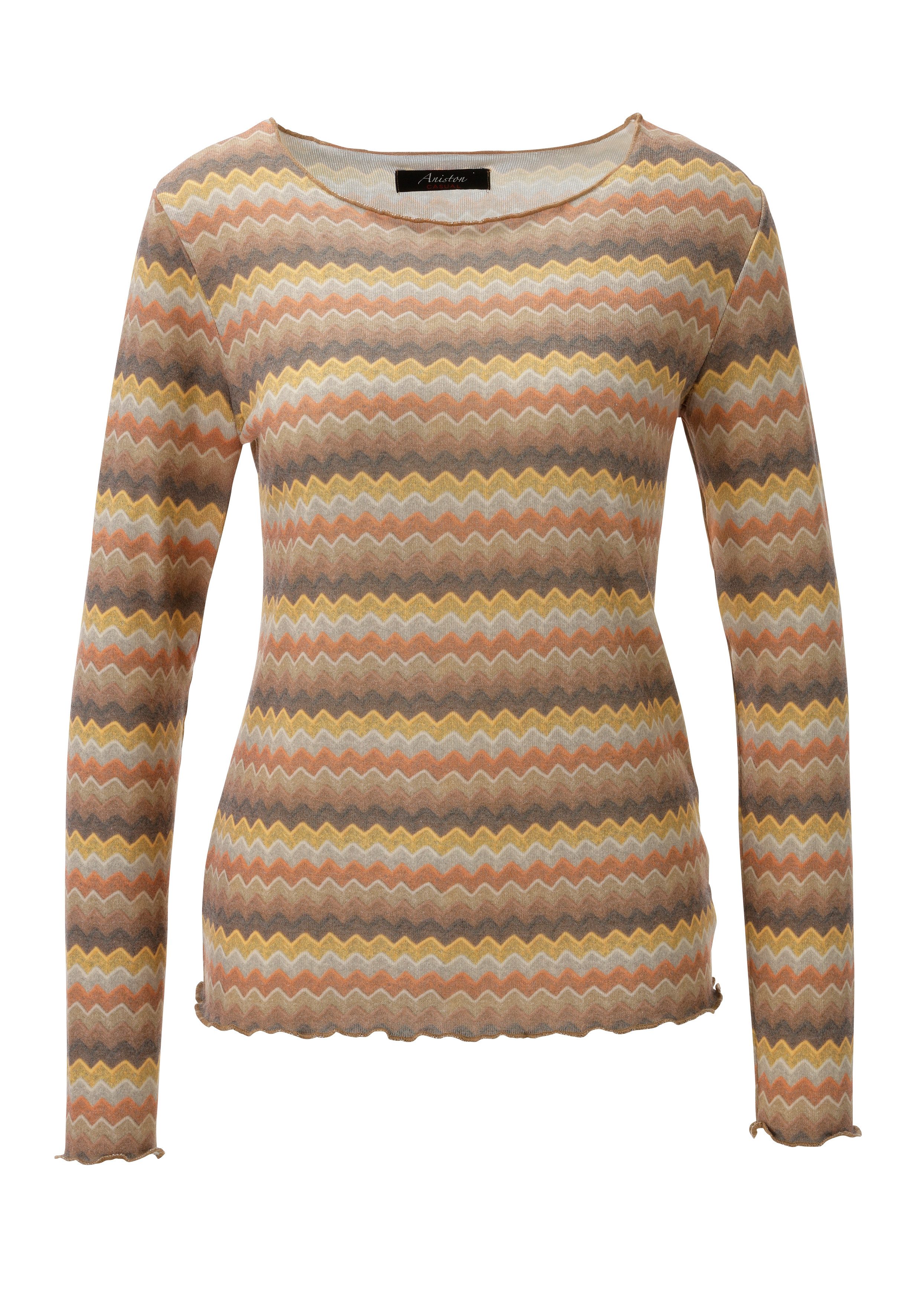 Aniston CASUAL Langarmshirt im trendfarbenem, geringelten Zick-Zack-Muster - NEUE KOLLEKTION – Bild 5 von 5