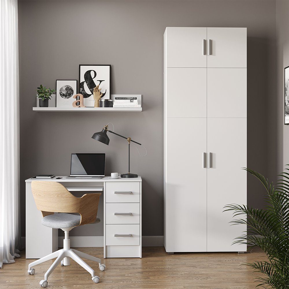 Vicco Aktenschrank Frank, Weiß, 80 x 223 cm mit Schrankaufsatz (1-St)