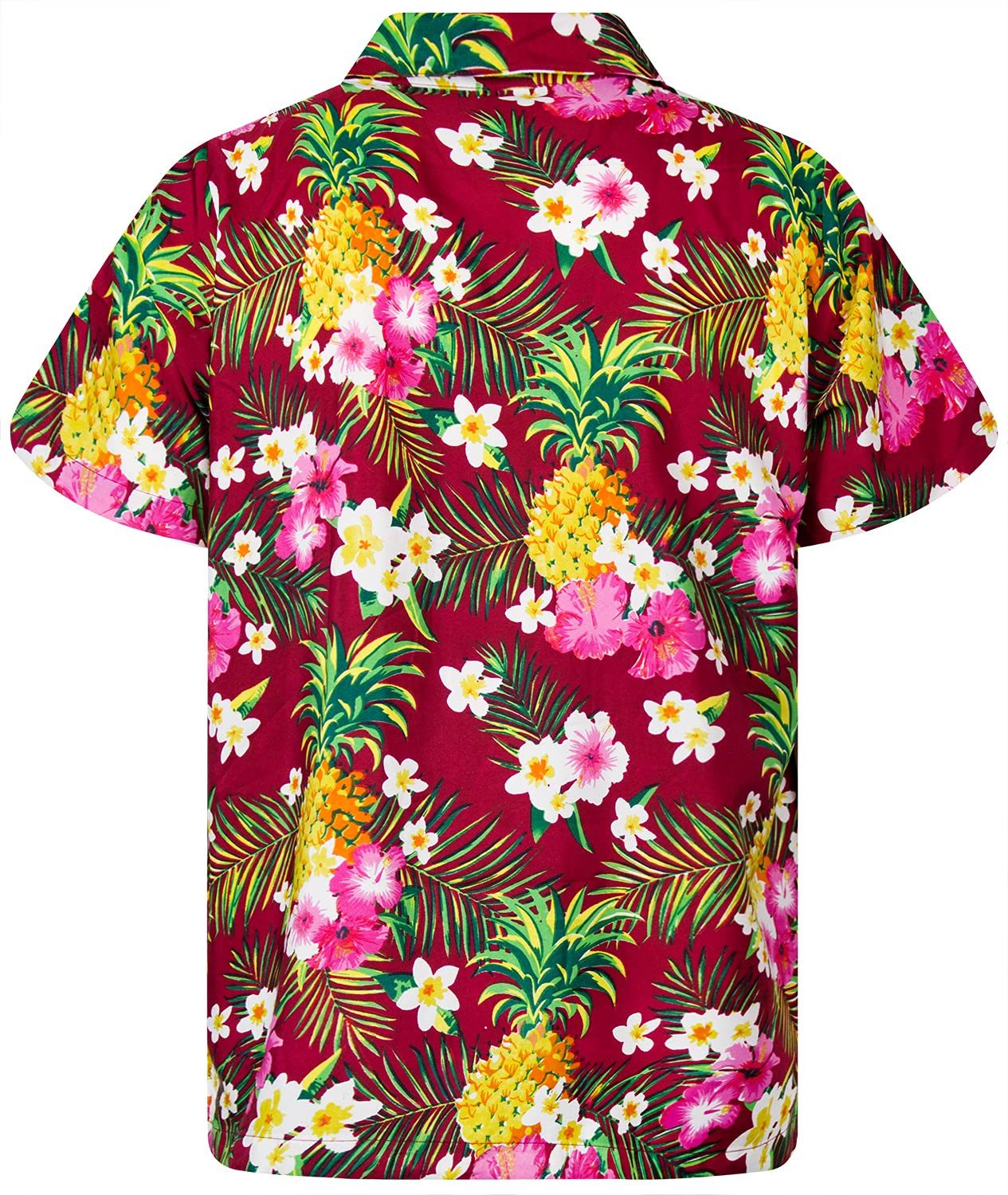 King Kameha Hawaiihemd Pineapple Flowers Kids Funky Hawaii-Hemd Kinder Kurzarm Front-Tasche