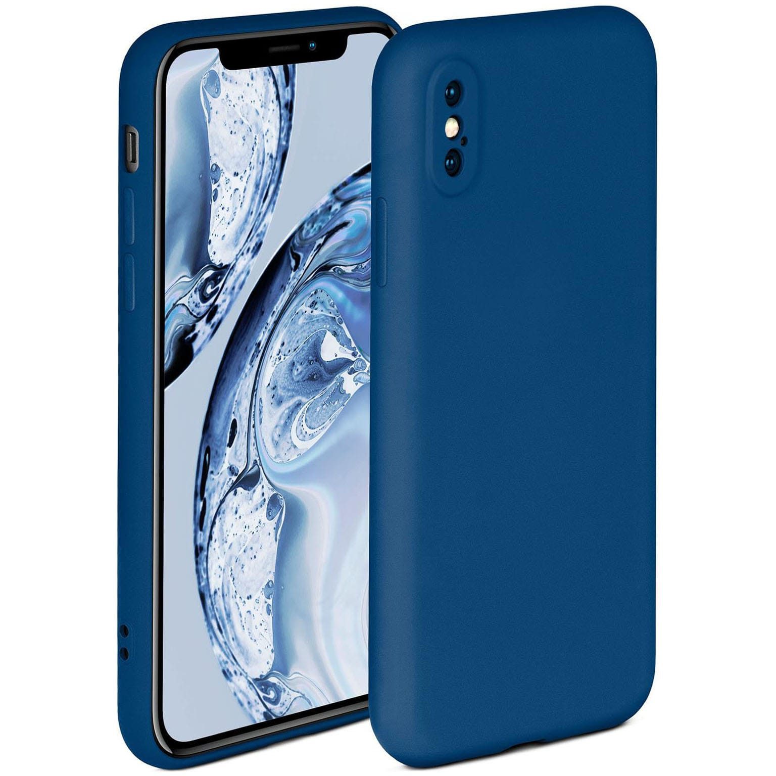 ONEFLOW Handyhülle für iPhone XS Max Hülle Silikon Soft Case Dunkelblau 6,5 Zoll, Silikonhülle Cover Dünn Handytasche TPU Schutzhülle mit Kameraschutz