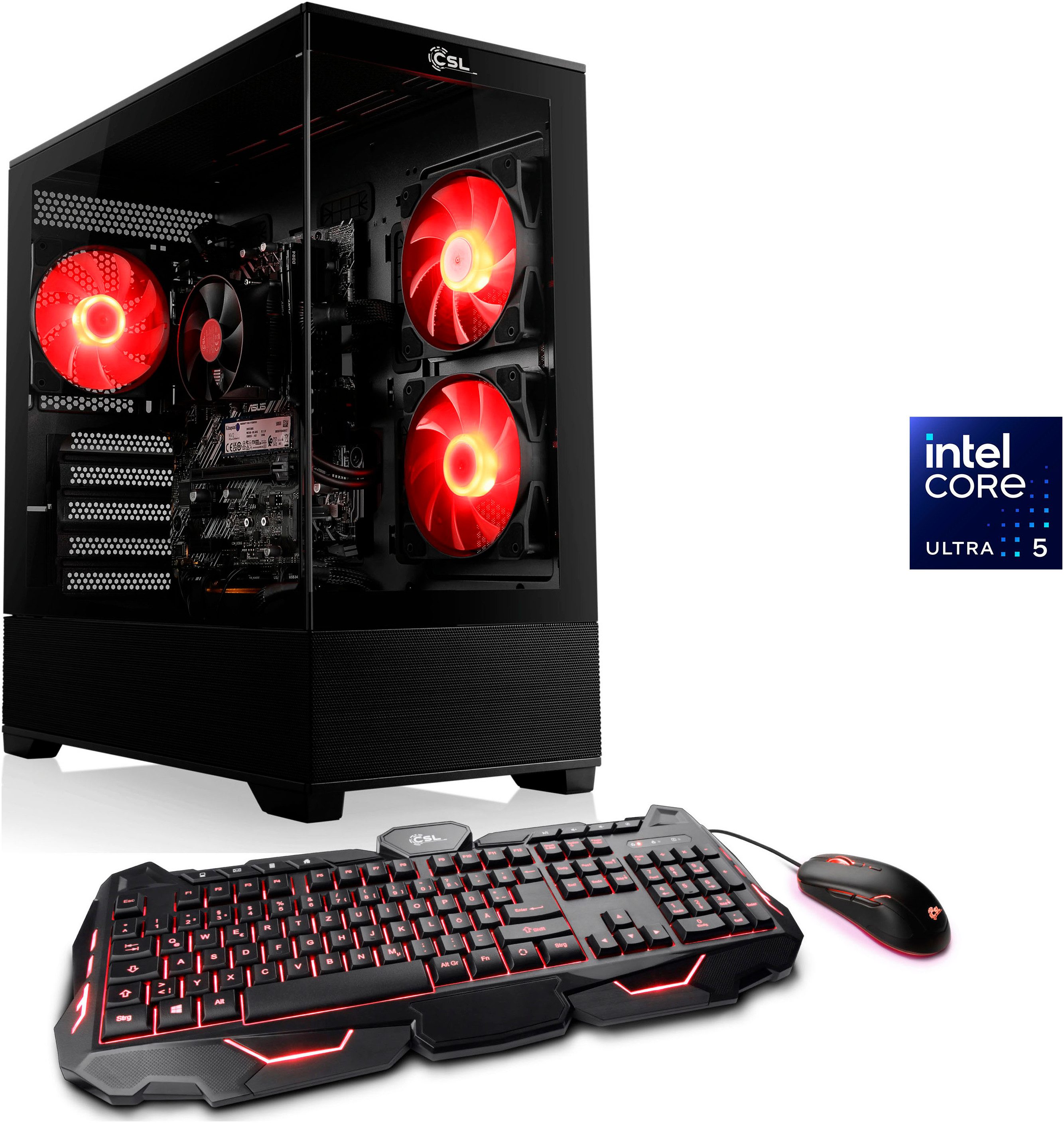 CSL AeroVision V24329 Gaming-PC (Intel 225, 16 GB RAM, 500 GB SSD, Luftkühlung)