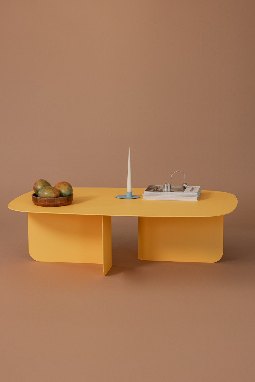 Metallbude Couchtisch LIVIA, Design Couchtisch ohne Montage, belastbar bis 75kg, kratzfest