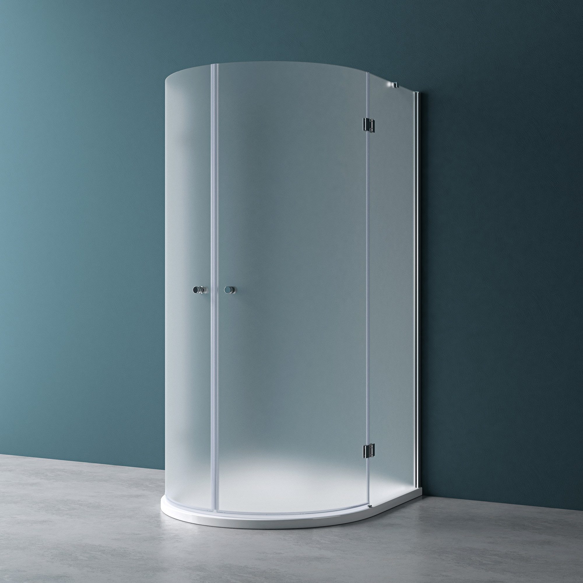 Mai & Mai Runddusche U-Form Duschkabine 6 mm ESG-Sicherheitsglas mit Nano-Beschichtung R03, BxT: 90x90 cm, Zwei Pendeltüren mit Lotus-Beschichtung und Abperl-Effekt