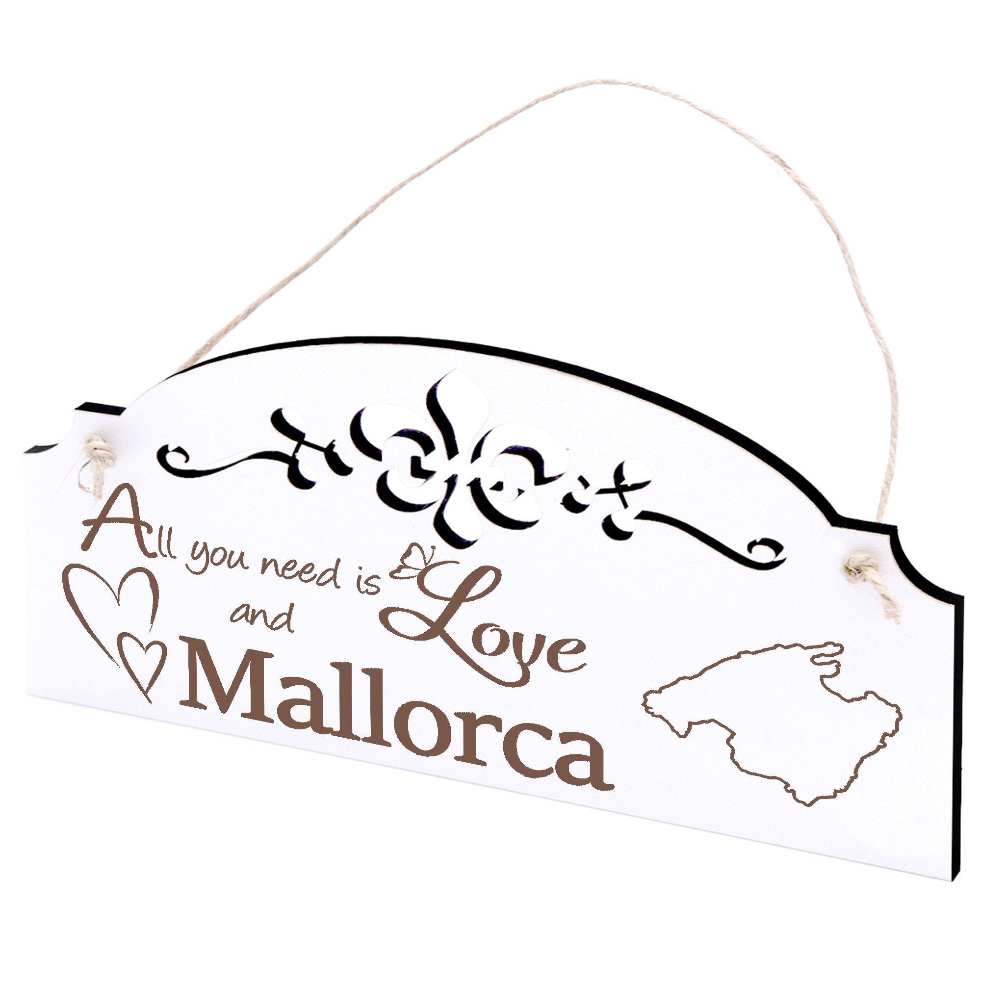 Dekolando Hängedekoration Insel Mallorca Deko 20x10cm All you need is Love