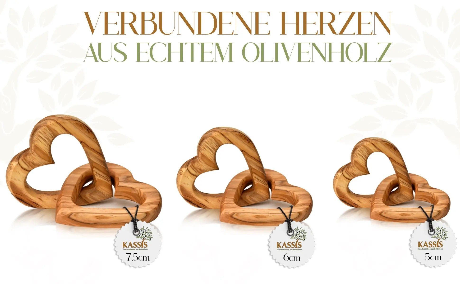 Kassis Dekoobjekt verbundene Herzen handgemacht, Hochzeit, aus aus Bethlehem umweltfreundlich, Olivenholz, Geschenk Holzdeko, zur Naturprodukt