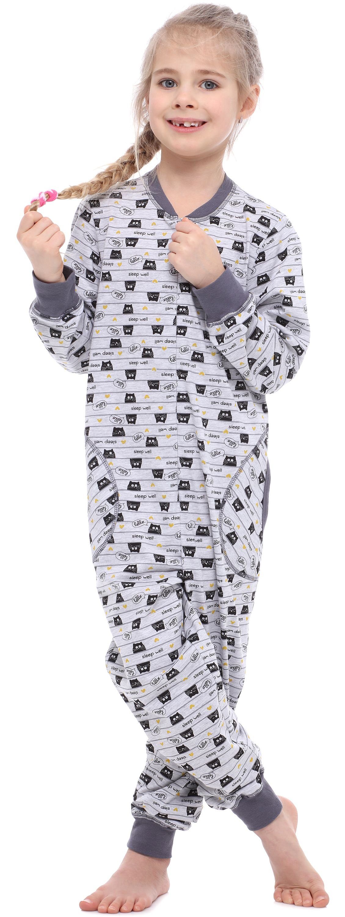 MS10-186 Schlafanzug Katzen Style Schlafanzug Merry Melange Mädchen Jumpsuit