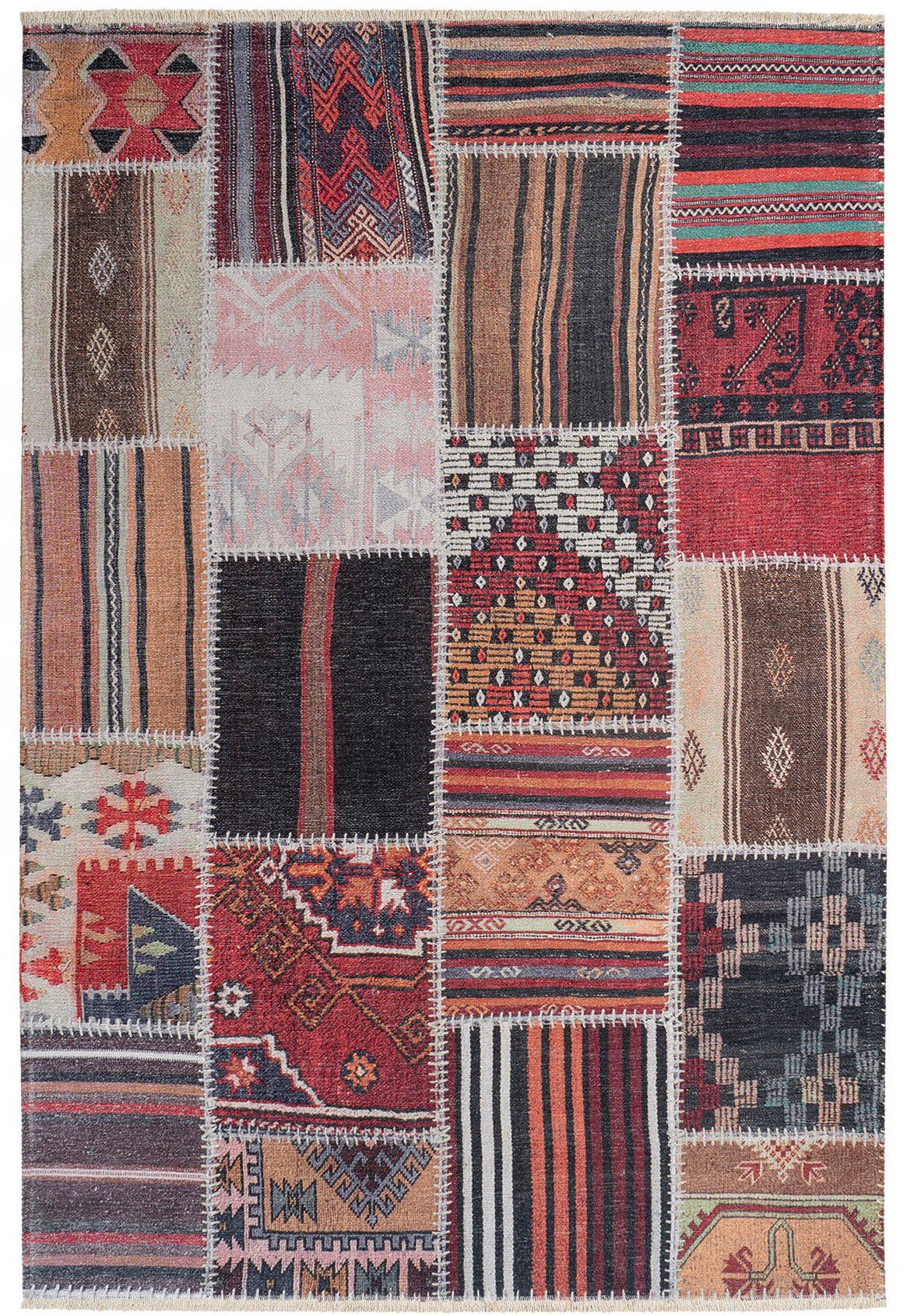 Obsession Teppich My Ethno 263, rechteckig, Höhe: 6 mm, recycelte Materialien, mit Fransen, waschbar, In- und Outdoor geeignet