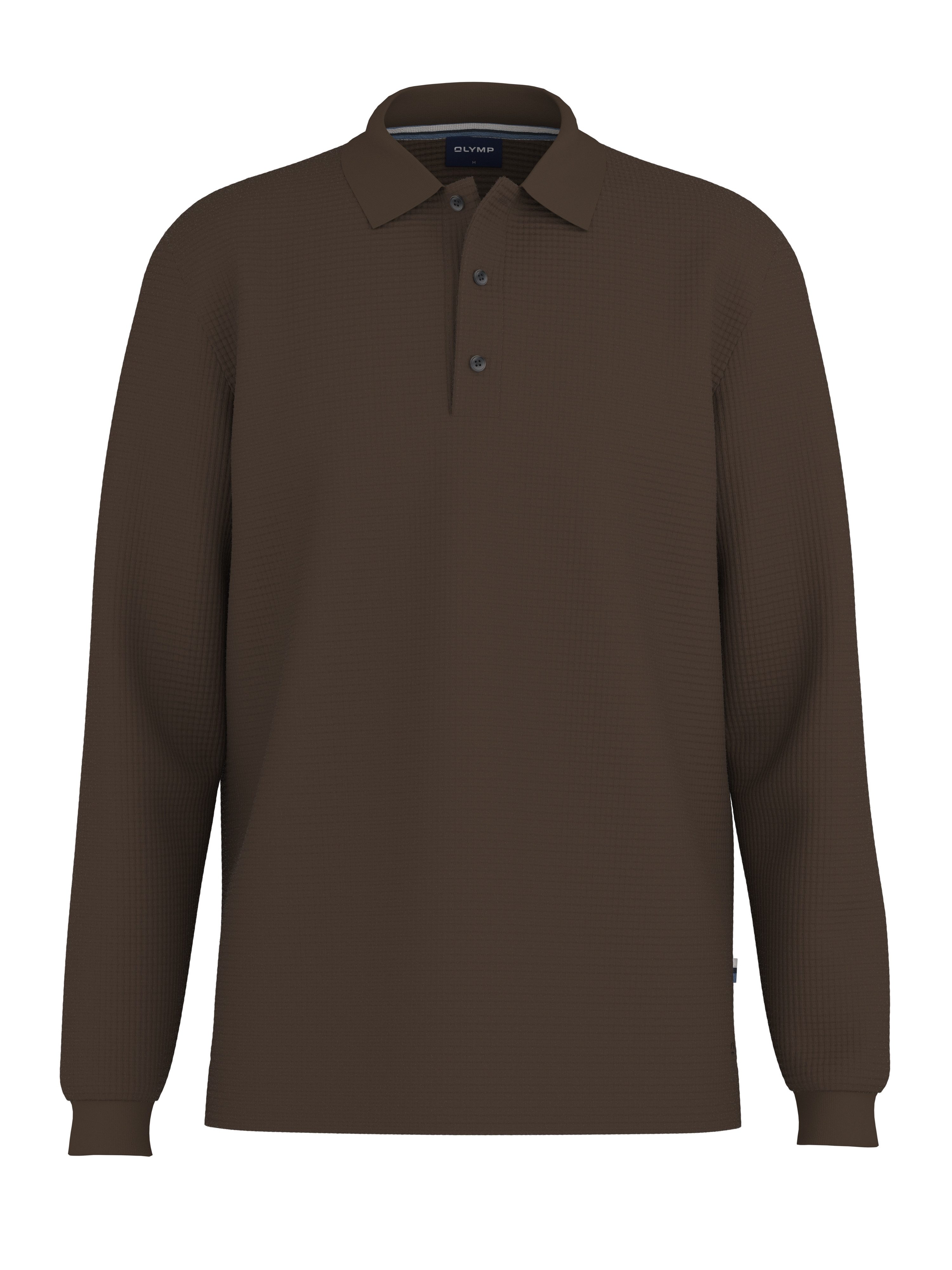 OLYMP Langarm-Poloshirt Casual in Waffel-Struktur, regular fit