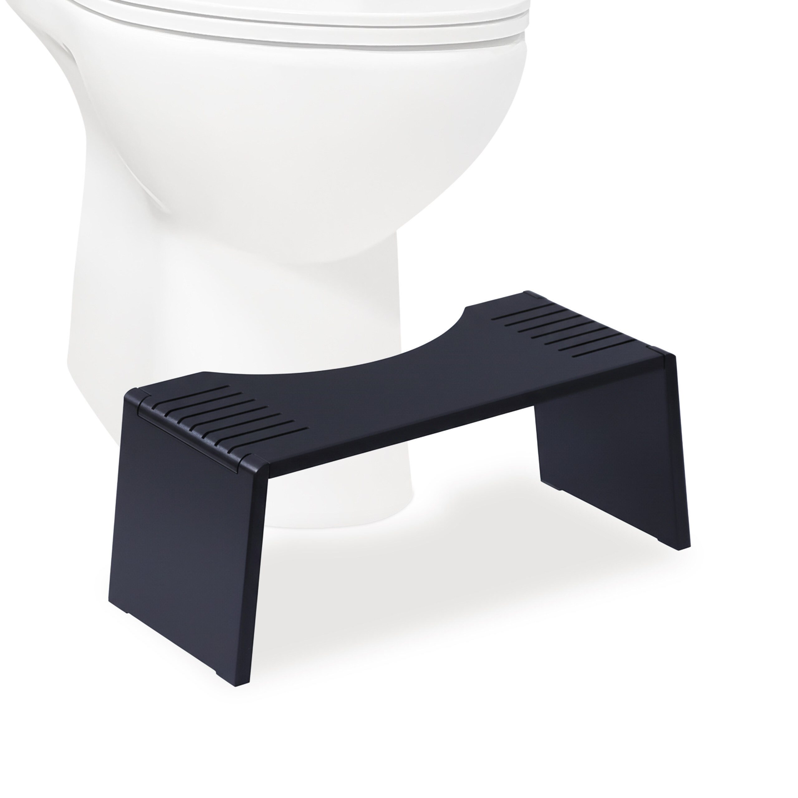 relaxdays Badhocker Klappbarer Toilettenhocker aus Bambus, schwarz günstig online kaufen