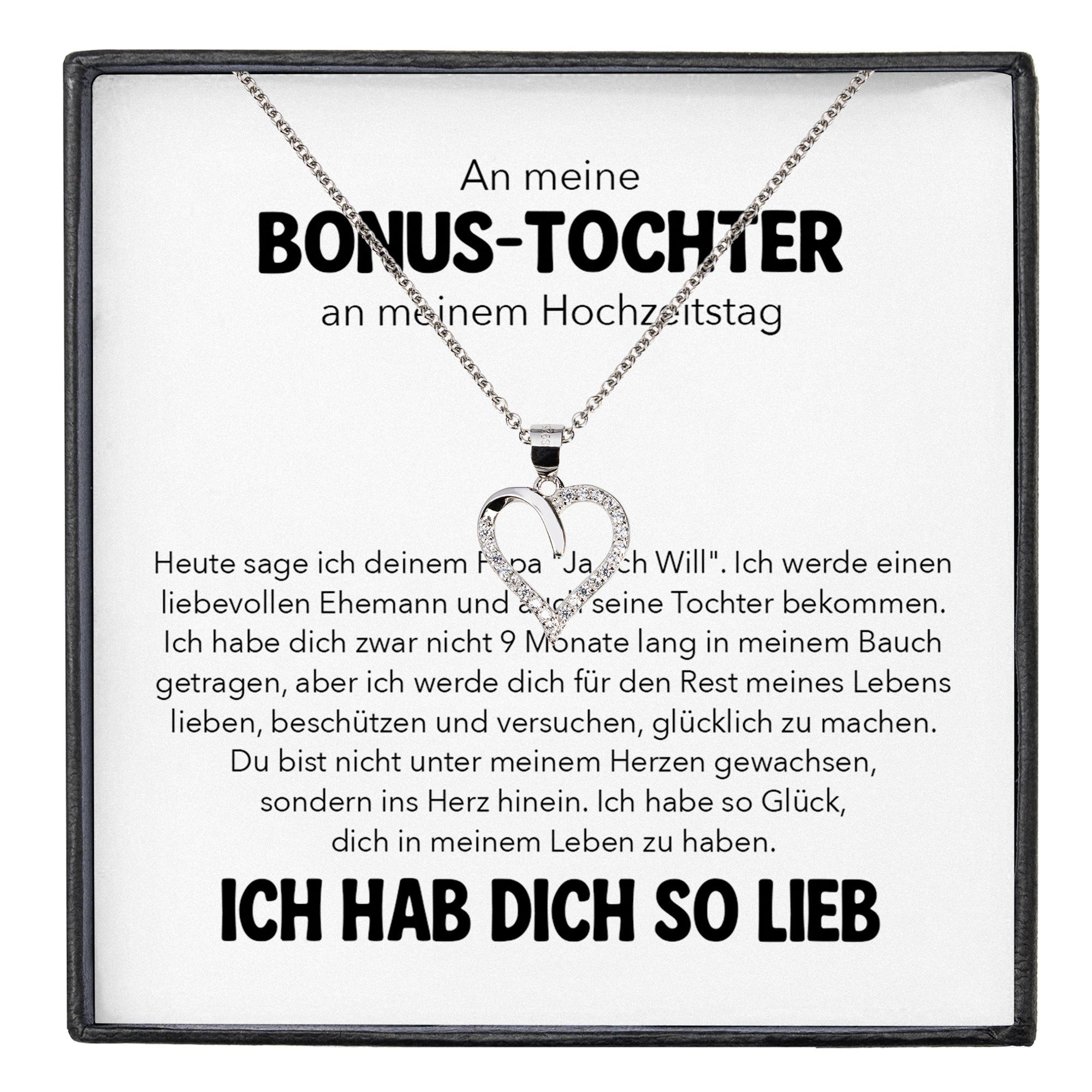 Valentinstagsgeschenk 22Feels Schmuckset Neue Stieftochter Geschenk zur Hochzeit der Stiefmutter Herz Halskette (inkl. Geschenktasche, Karte, Poliertu