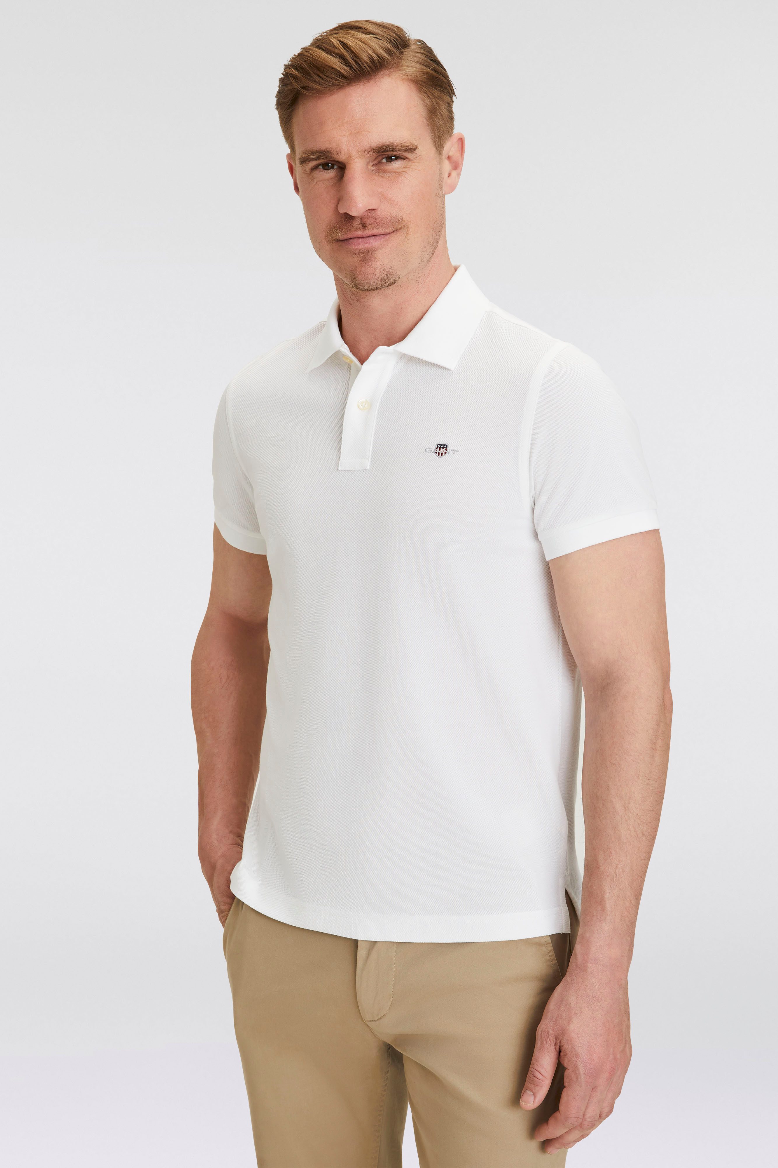 Gant Poloshirt REG SHIELD SS PIQUE POLO mit Logo und Flachstrickkragen 100% günstig online kaufen