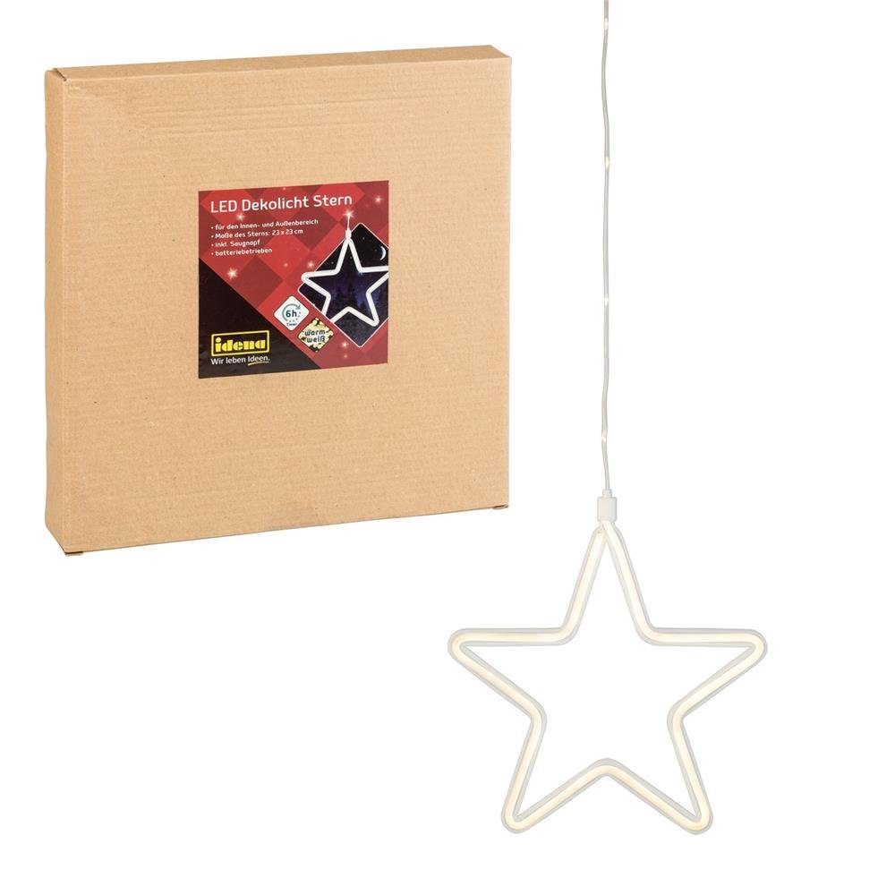 Idena LED Dekolicht Stern, warmweiß, für Innen und Außen, mit 6h-Timer, batteriebetrieben