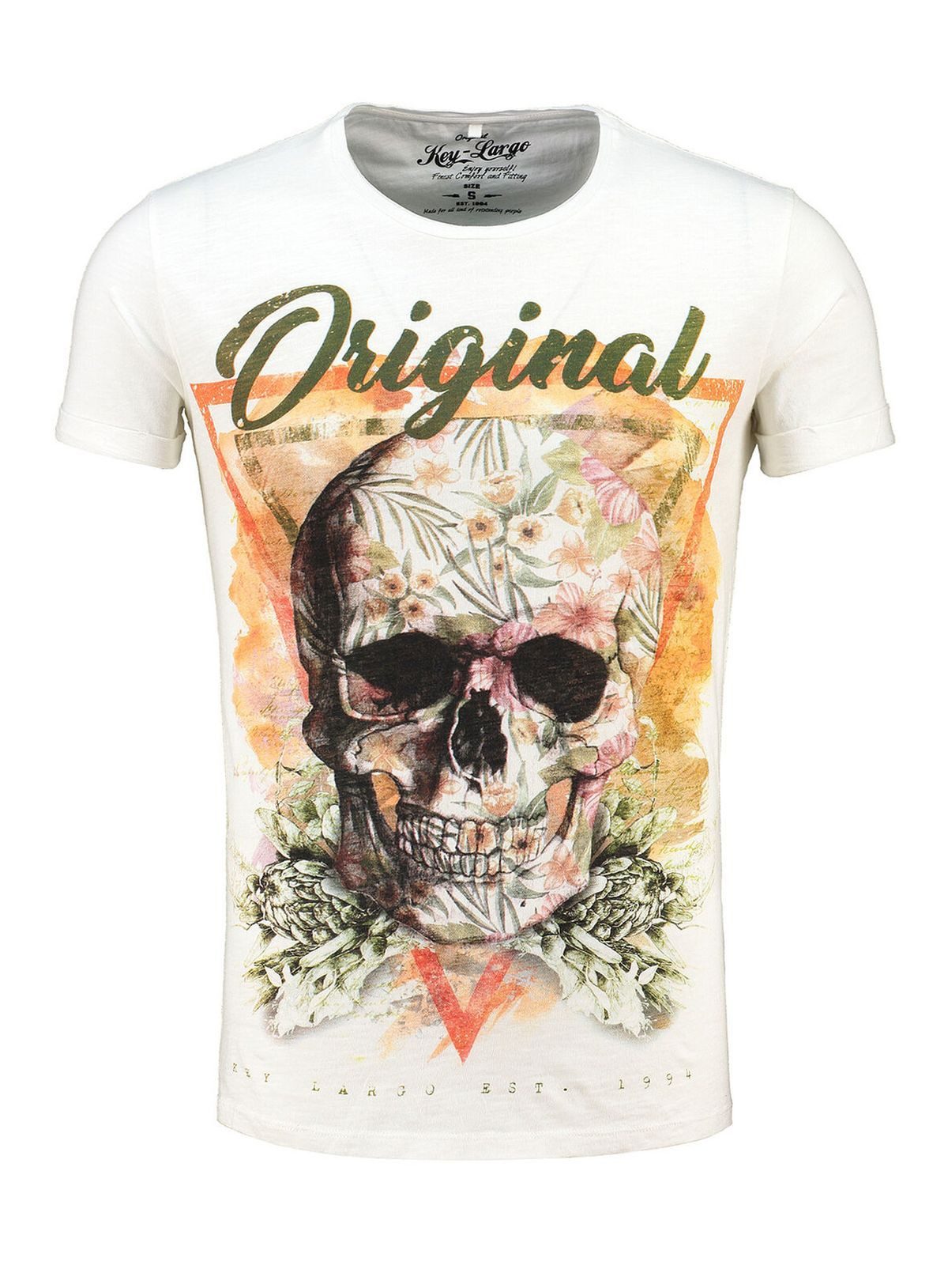 T-Shirt T-Shirt Triangle Skull Totenkopf Print Motiv vintage Look MT00187