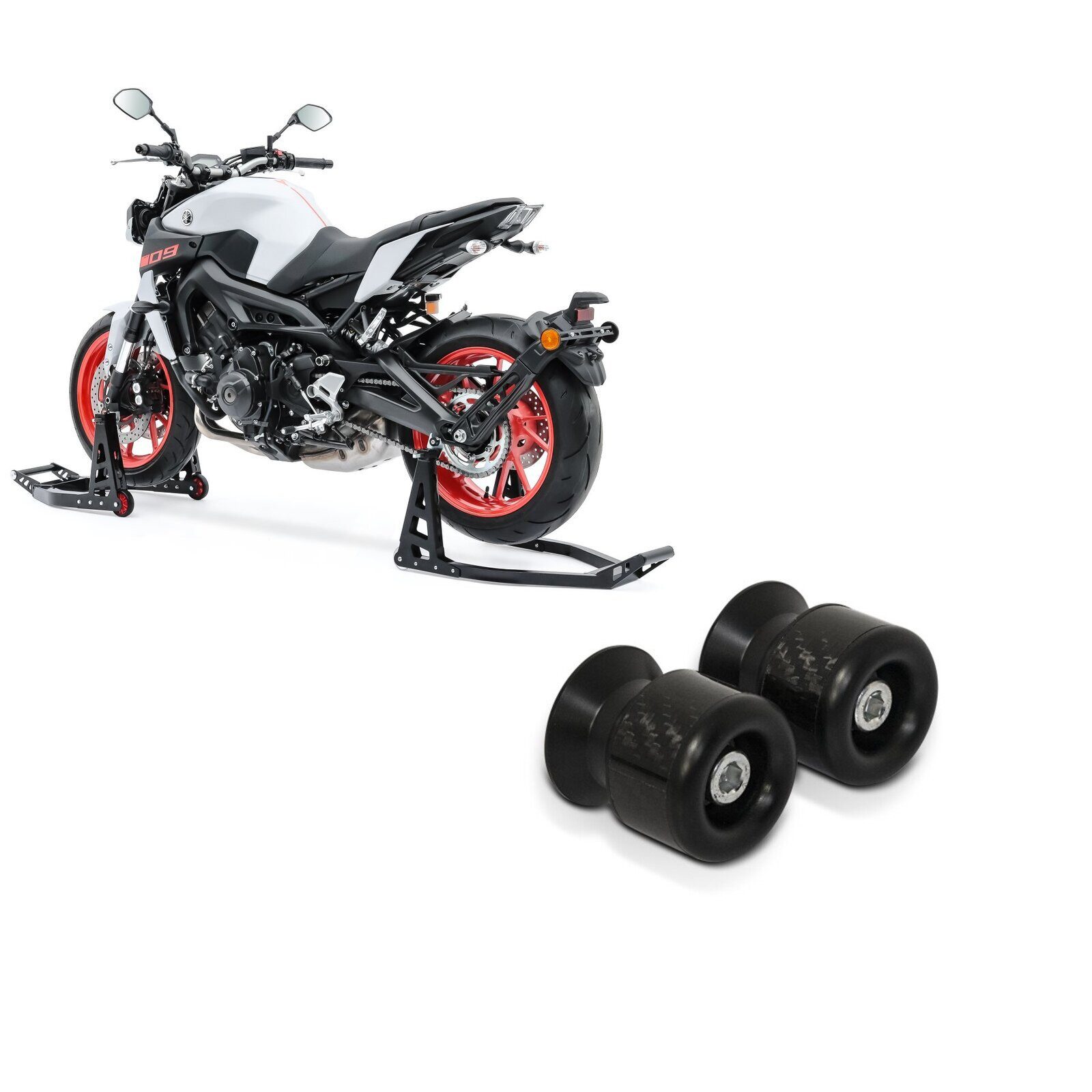 ConStands Motorradheber Set: Motorrad Montageständer Set # SBL Motorradständer vorne und hinte