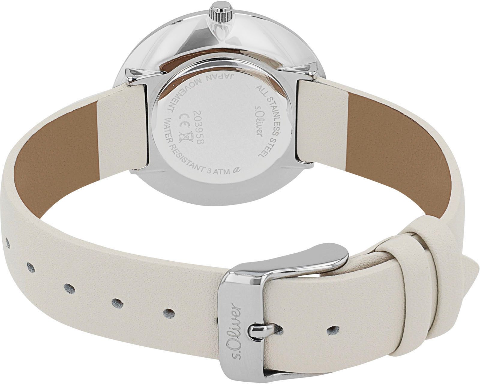 s.Oliver Quarzuhr 2039508, Armbanduhr, Damenuhr, Lederarmband, analog, Zirk günstig online kaufen