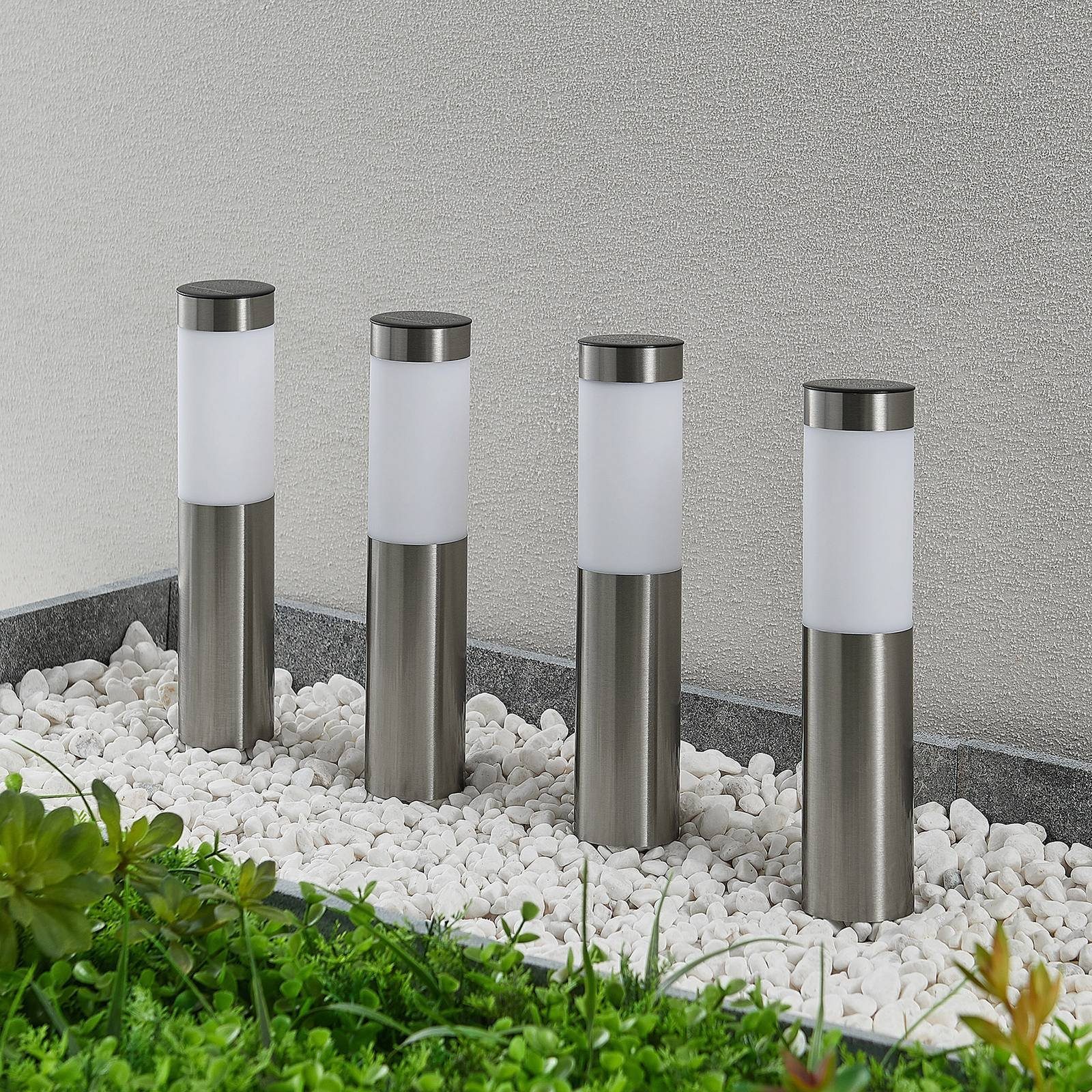 Lindby Außen-Stehlampe Sirita, LED, Edelstahl Alu tageslicht IP44, 1 x 0,2 W LED, tageslicht