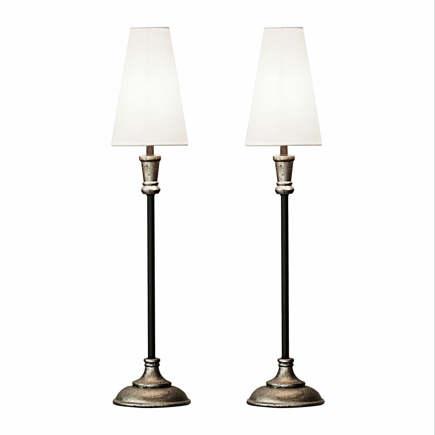 Mirabeau Tischleuchte Tischlampe 2er Set Obsonville silber/schwarz/creme günstig online kaufen