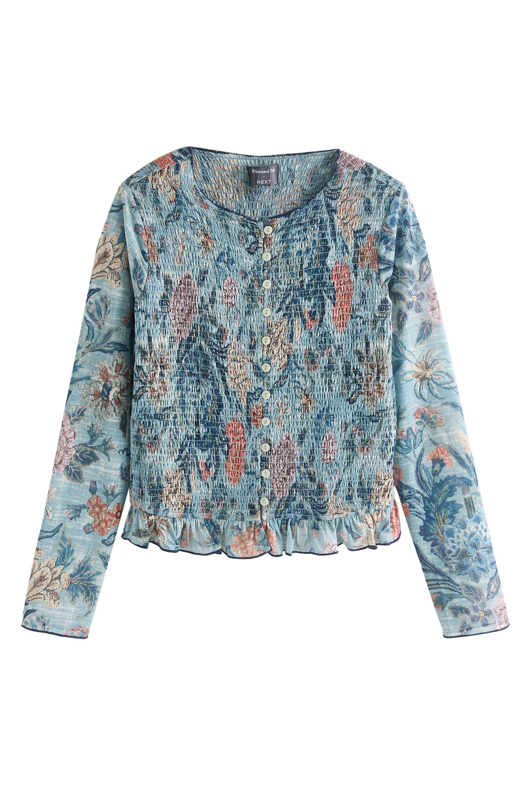 Blusenshirt National Trust Langarmoberteil mit Raffung, Mesh