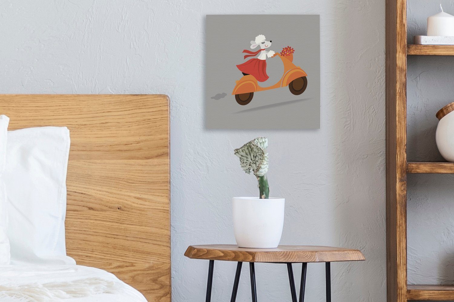 OneMillionCanvasses® Leinwandbild Illustration (1 Wohnzimmer eines Hundes Vespa, Bilder auf Schlafzimmer für einer Leinwand St)