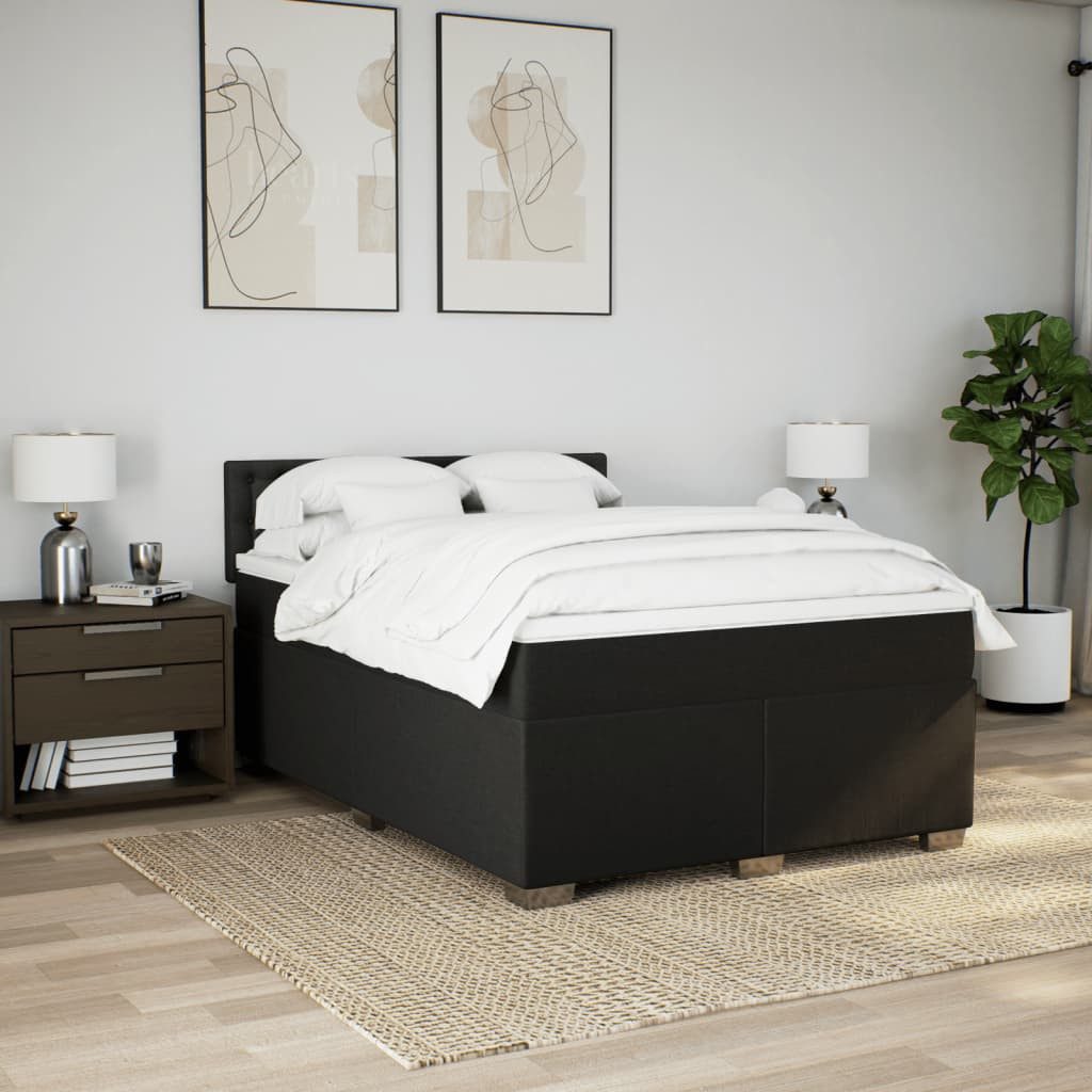 vidaXL Bett Boxspringbett mit Matratze Schwarz günstig online kaufen