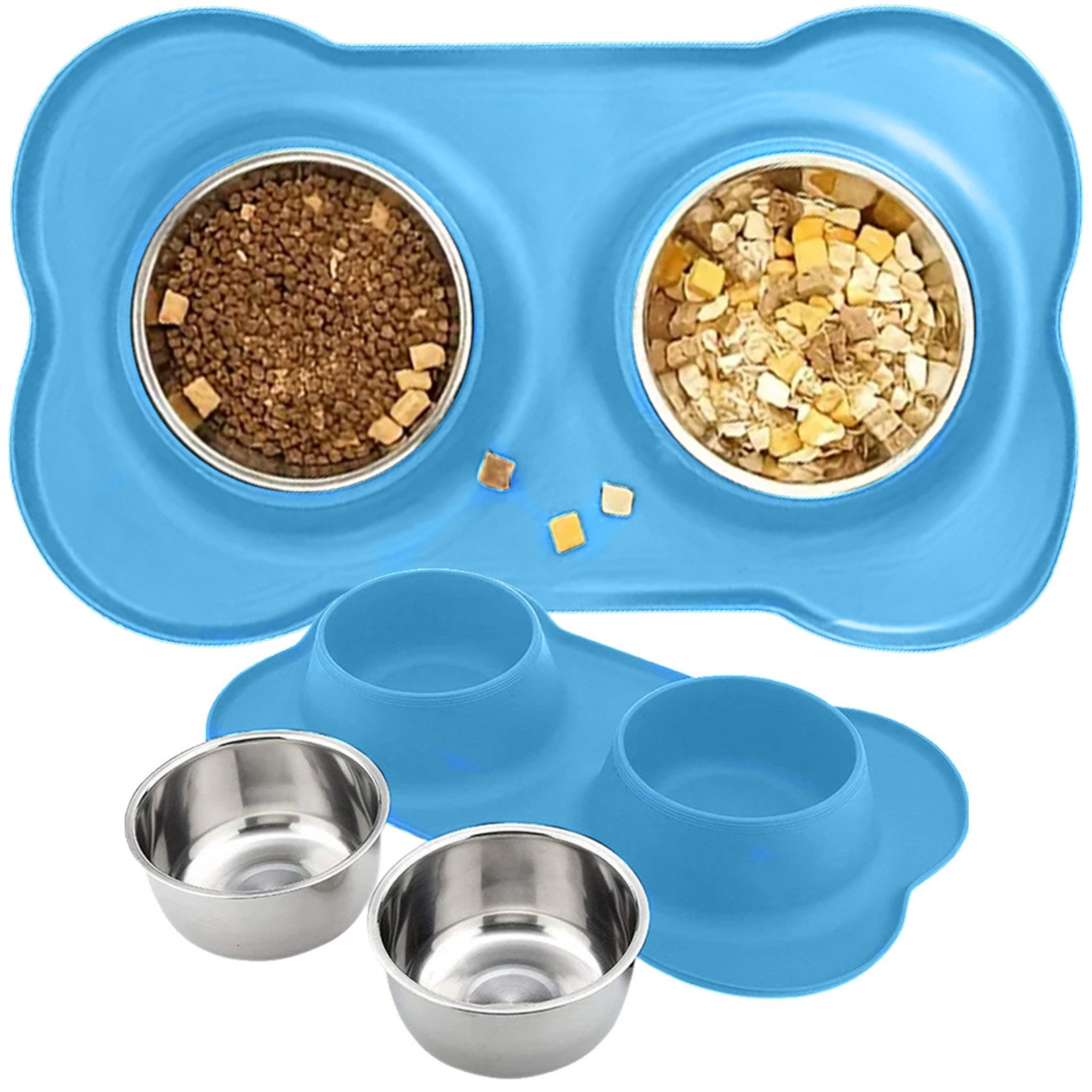 Futternapf Doppelnapf aus Edelstahl – 2in1 Futter- und Wassernapf für Haustiere