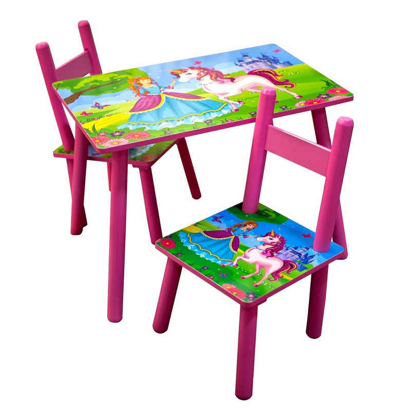 HTI-Line Kindersitzgruppe Kindertischgruppe Einhorn, (Set, 3-tlg., 1 Tisch, 2 Stühle), Kindertisch Kinderstuhl Kindermöbel