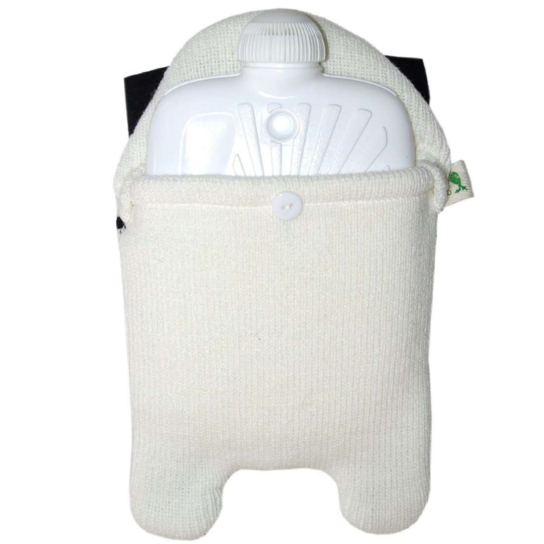 Hugo Frosch Wärmflasche - Kinder Öko-Wärmflasche 0,8 l mit Strickbezug "Mops" beige-melange, Made in Germany