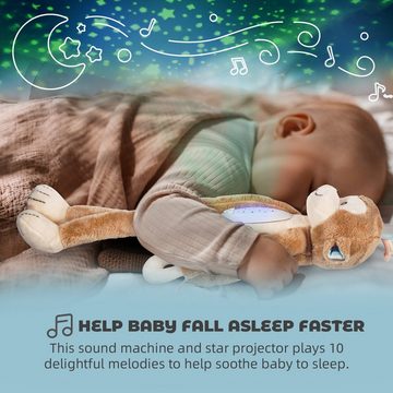 Esun Kuscheltier Einschlafhilfe Babys, Spieluhr Baby Junge Mädchen, 10 Einschlafmusik (Set), Sternenprojektor, Weinen Erkennungs Sensor, Hängen spielzeug