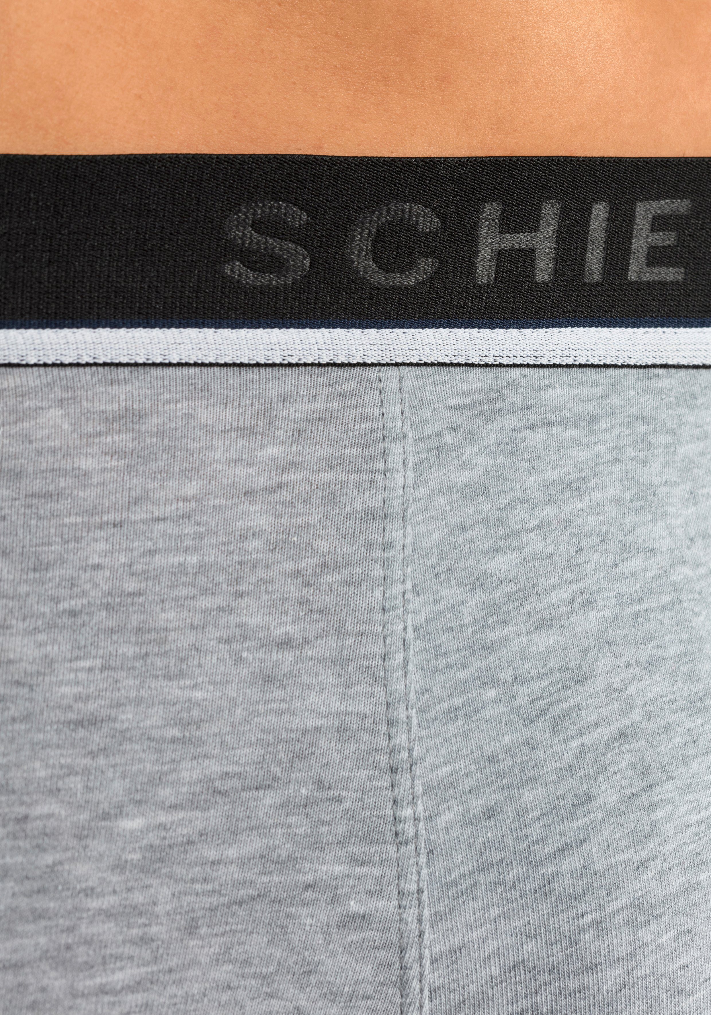 Schiesser Boxer (3er-Pack) mit melange / Webgummibund / grau schwarz schwarz