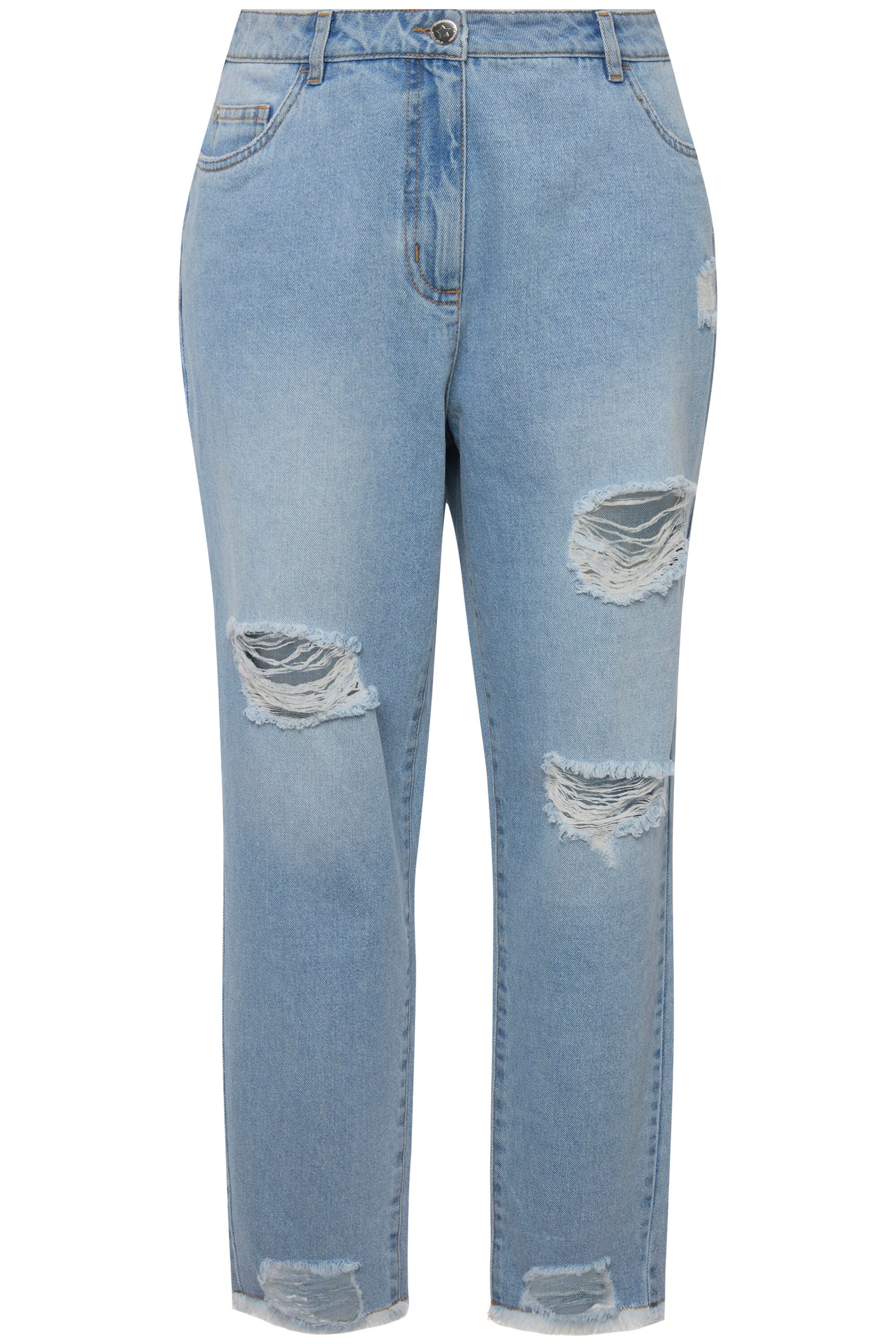 Angel of Style Röhrenjeans Mom-Jeans Destroy-Effekte Fransensaum 5-Pocket günstig online kaufen