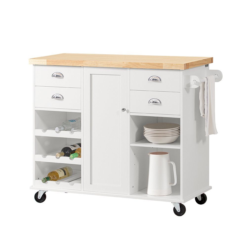 SoBuy Küchenwagen KNL03, Kücheninsel mit 1 Handtuchhalter Küchenschrank Rollwagen Sideboard. Reduzierter Preis € 269,95. Unverbindliche Preisempfehlung € 429,95