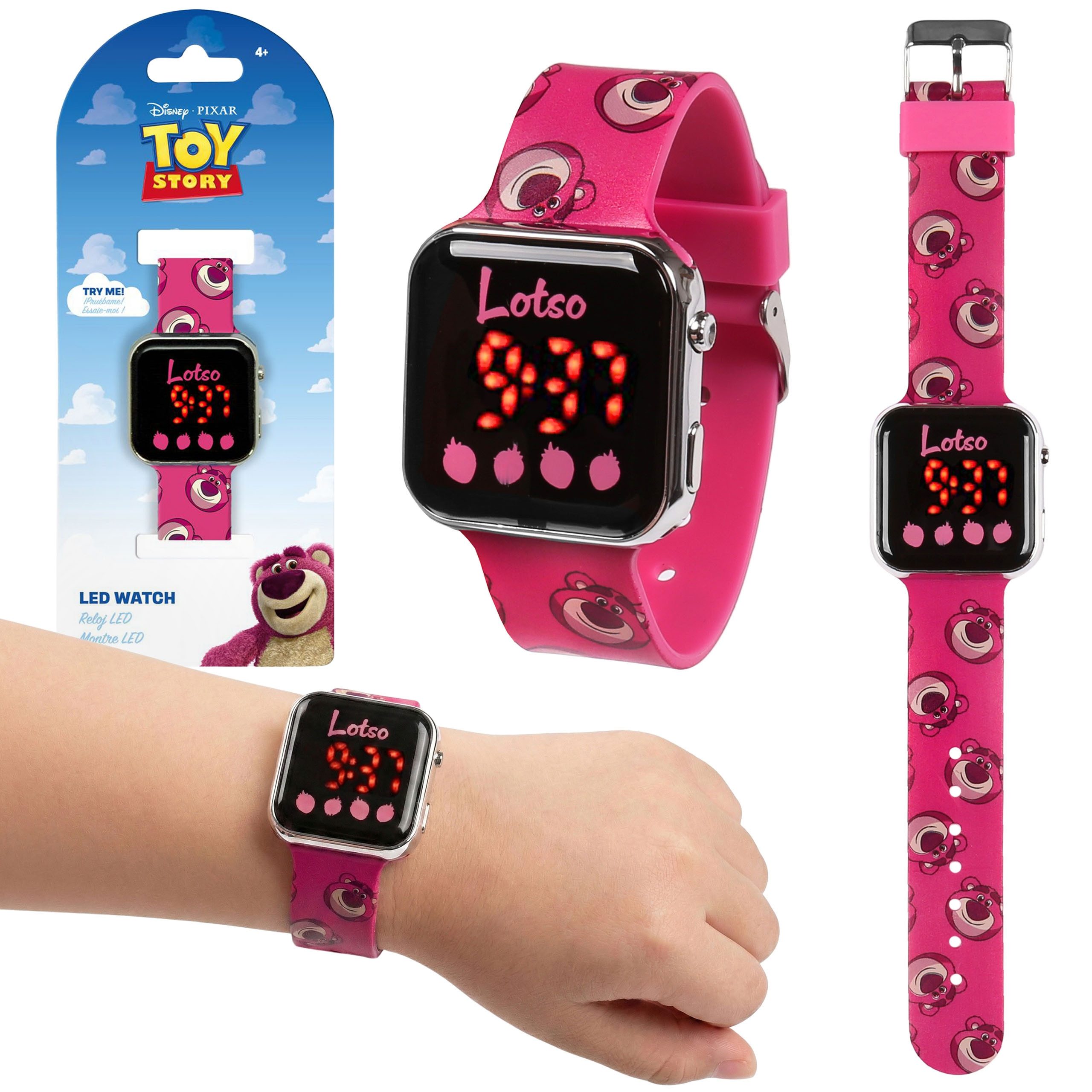 Disney Digitaluhr Disney Toy Story Lotso LED-Digitaluhr für Mädchen, rosa