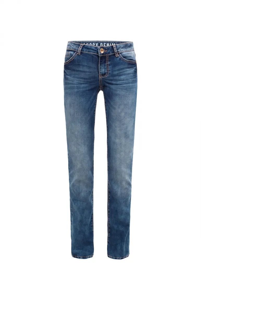 SOCCX Bequeme Jeans Damen Denim RO:MY Regular Fit dark stone used Recyceltes Polyester