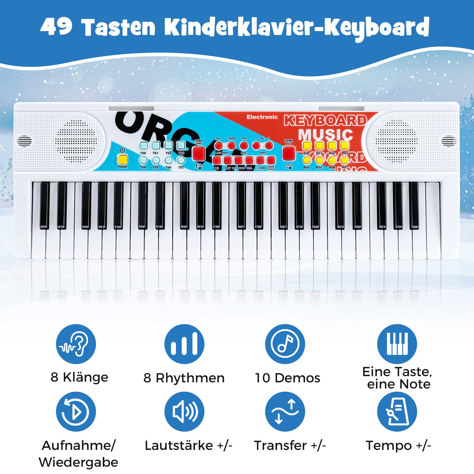 COSTWAY Home-Keyboard (1-St), Kinder Klavier Keyboard, Musikinstrument-Spielzeug, für Kinder
