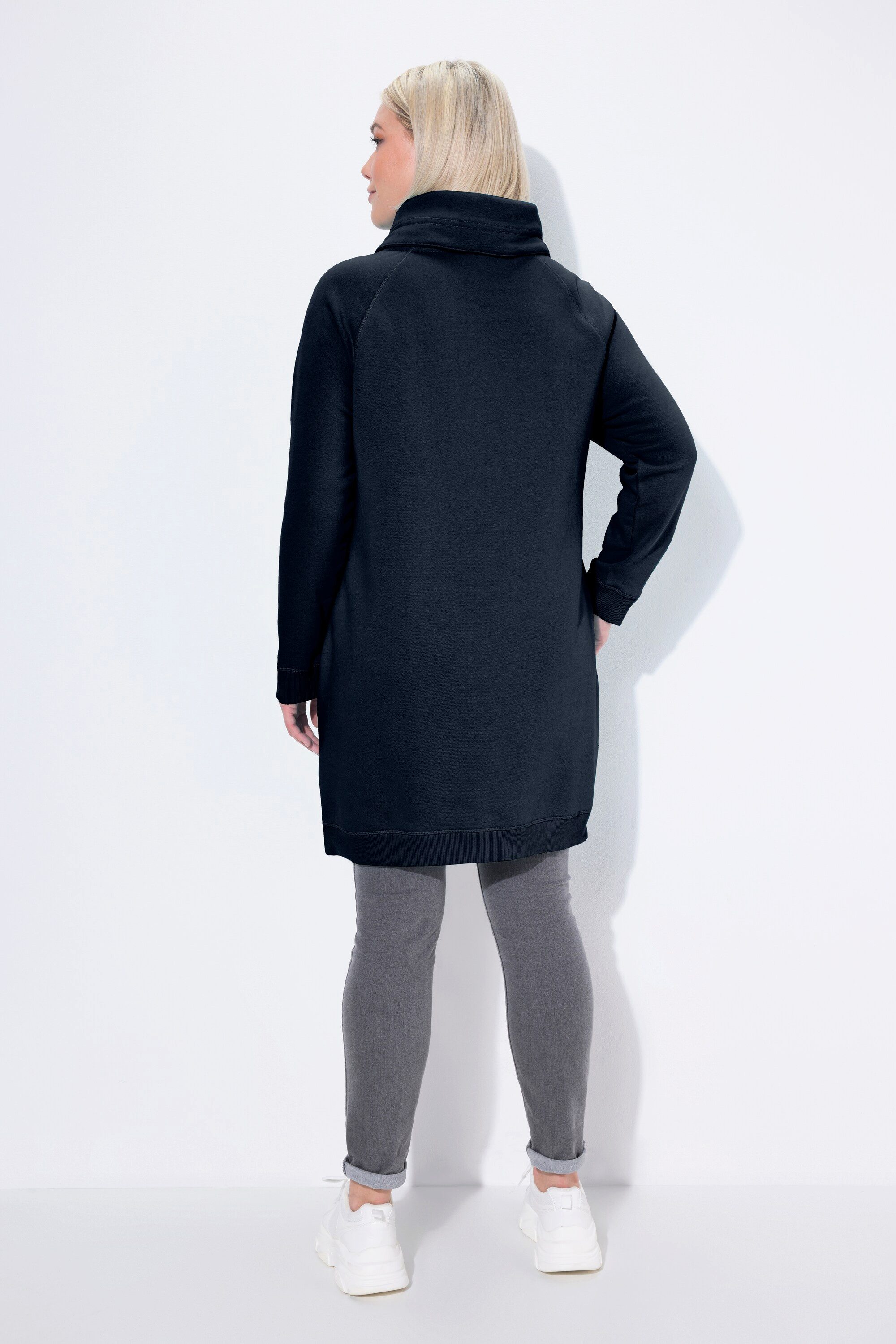 Ulla Popken Jerseykleid Sweatkleid Stehkragen Langarm Taschen